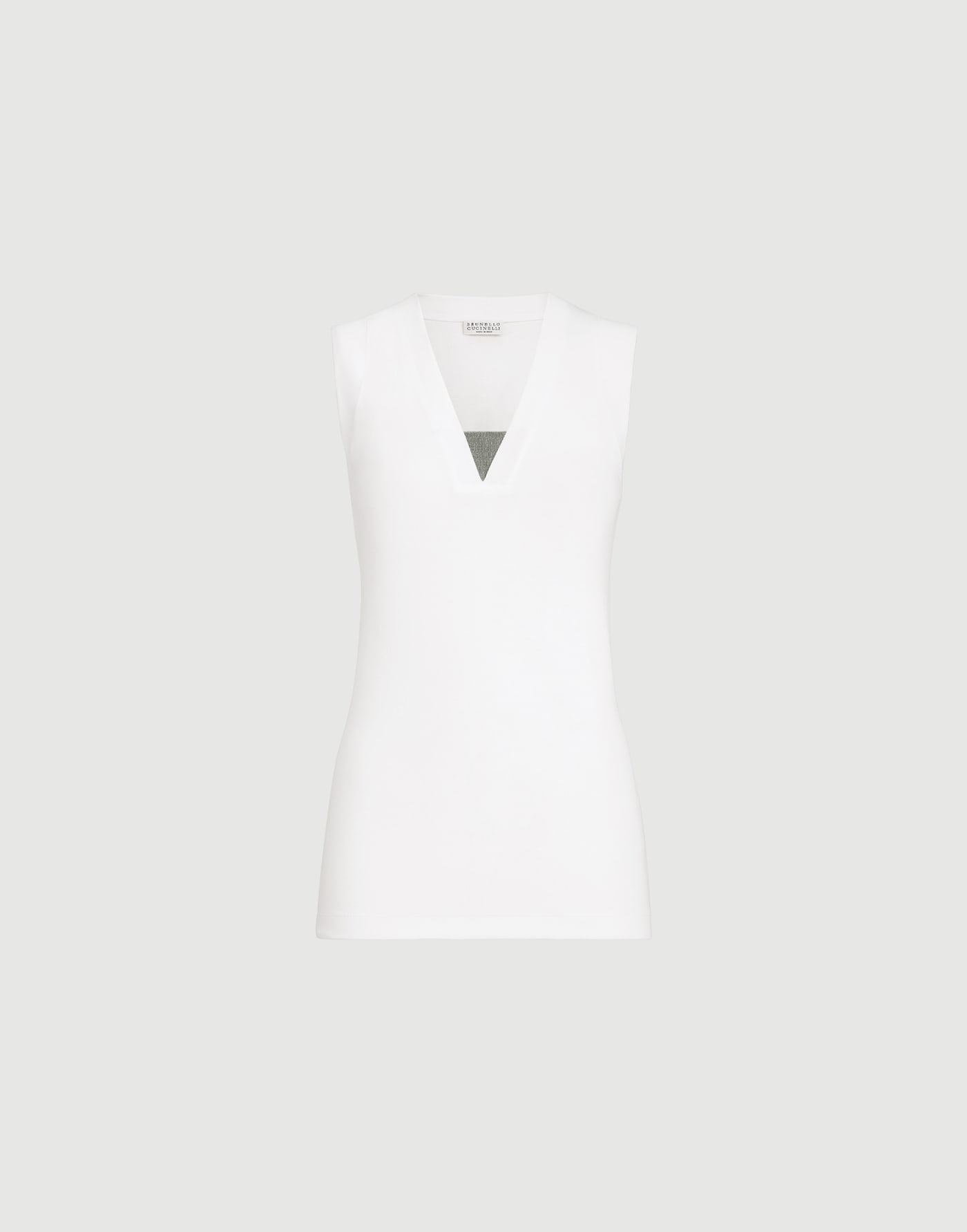 Jersey T-shirt with Precious Faux-Layering White Woman - Brunello Cucinelli