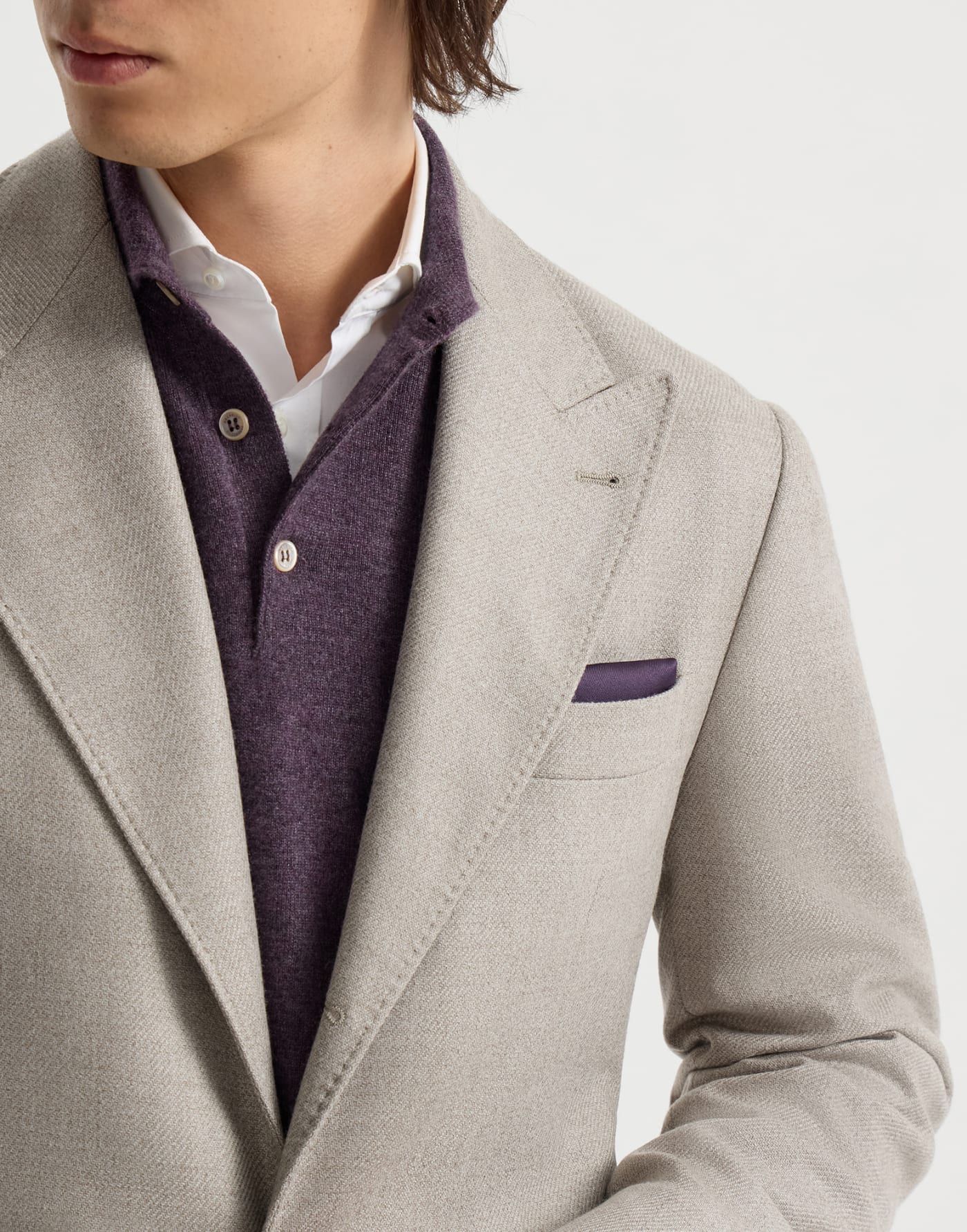 Silk pocket square with logo Purple Man - Brunello Cucinelli
