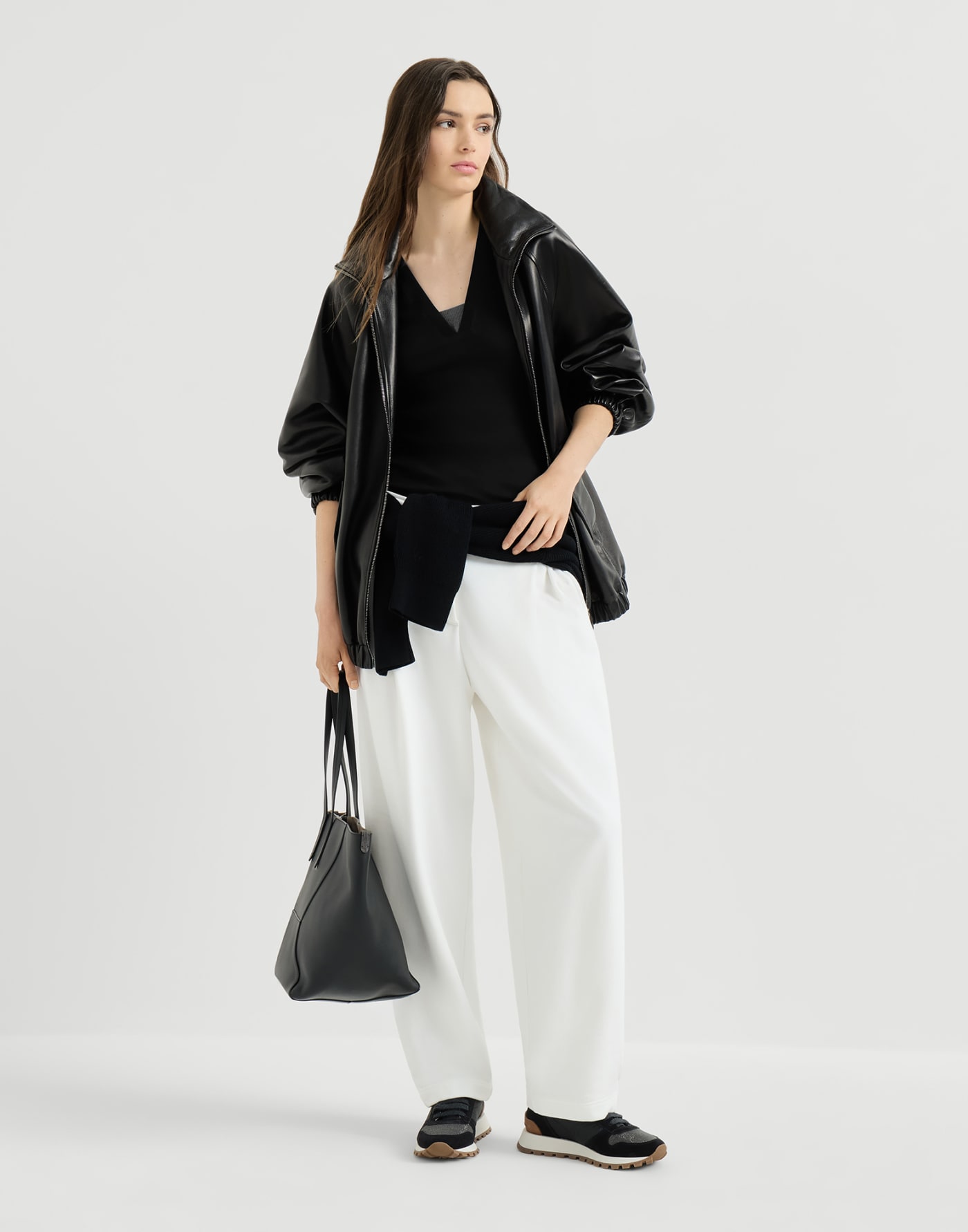 Jersey top with Precious Insert Black Woman - Brunello Cucinelli