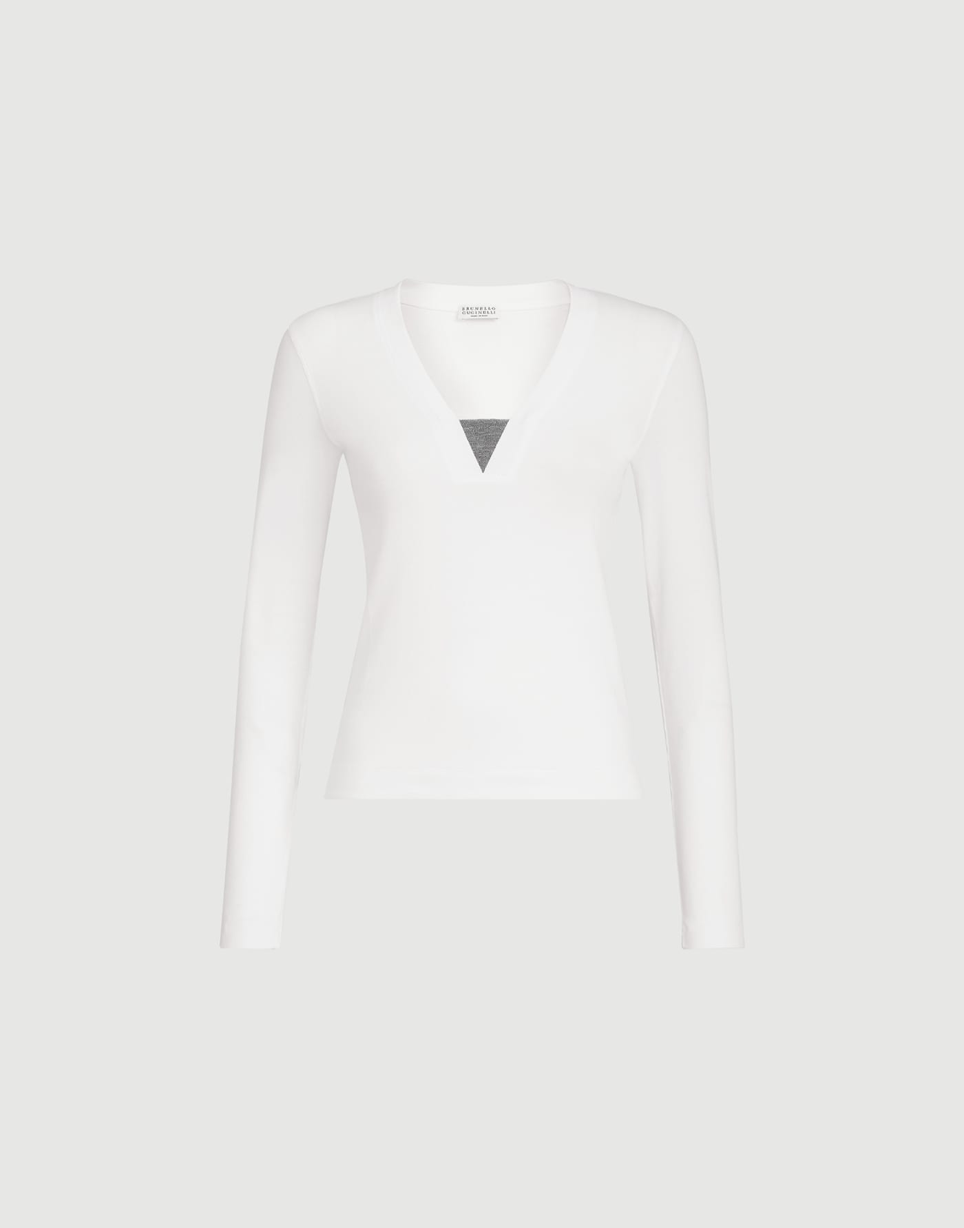 Jersey top with Precious Insert White Woman - Brunello Cucinelli
