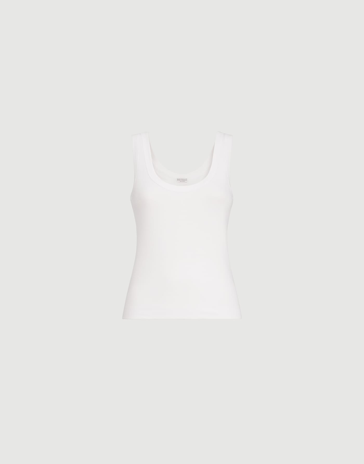 Haut en jersey côtelé orné de Monile Blanc Femme - Brunello Cucinelli