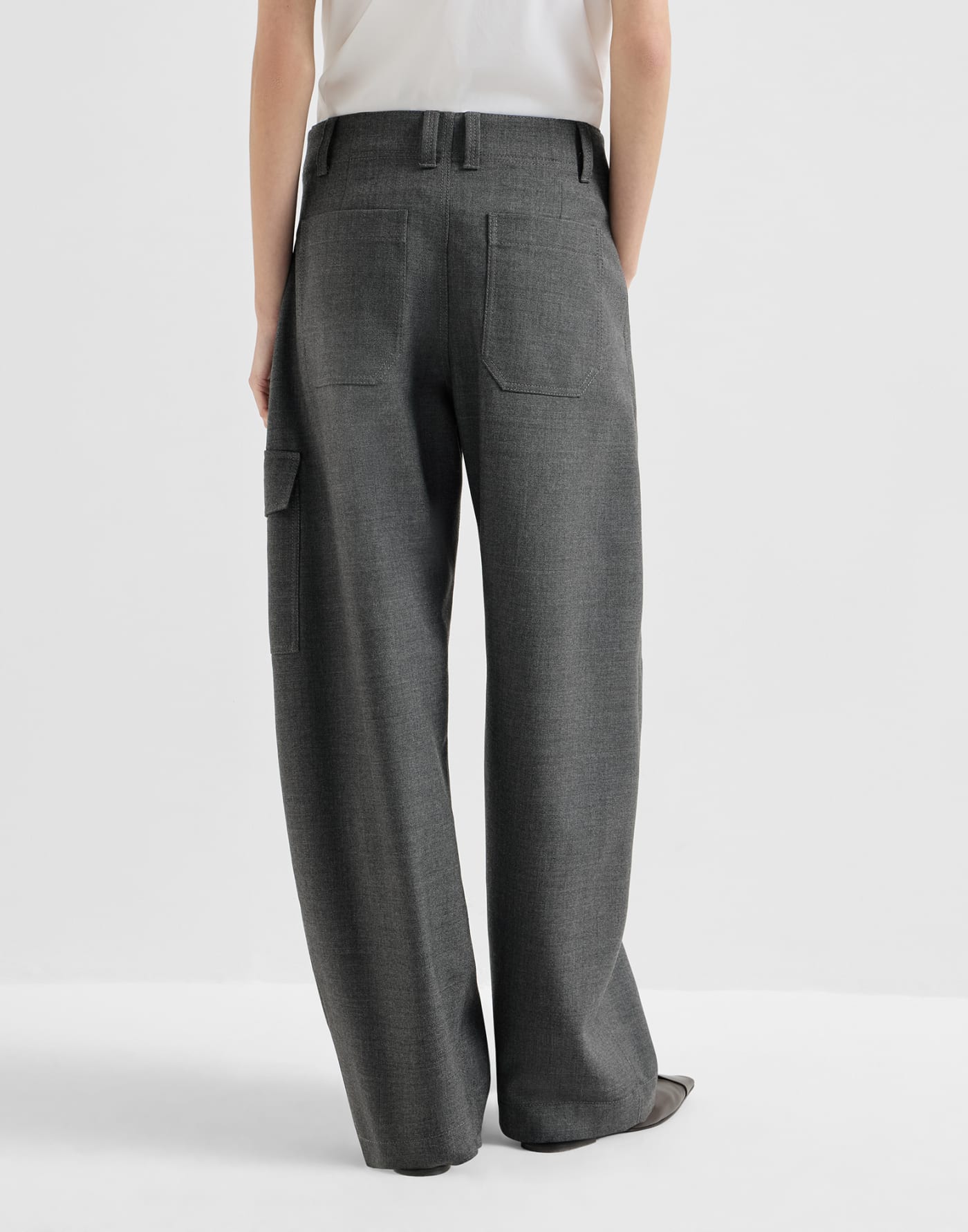 Pantalone Barrel Cargo Grigio Scuro Donna - Brunello Cucinelli
