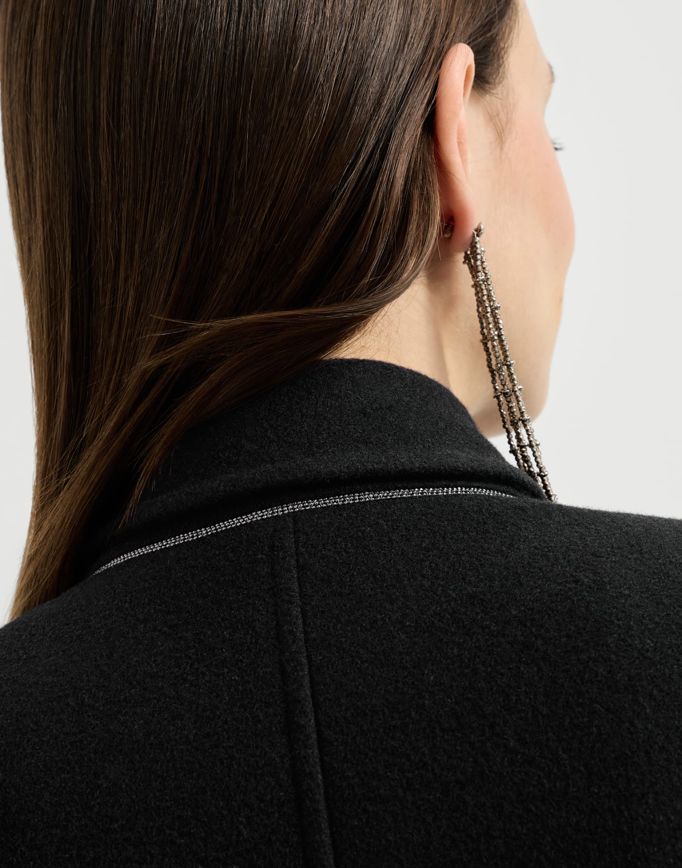 Cashmere coat with belt and monili Black Woman - Brunello Cucinelli