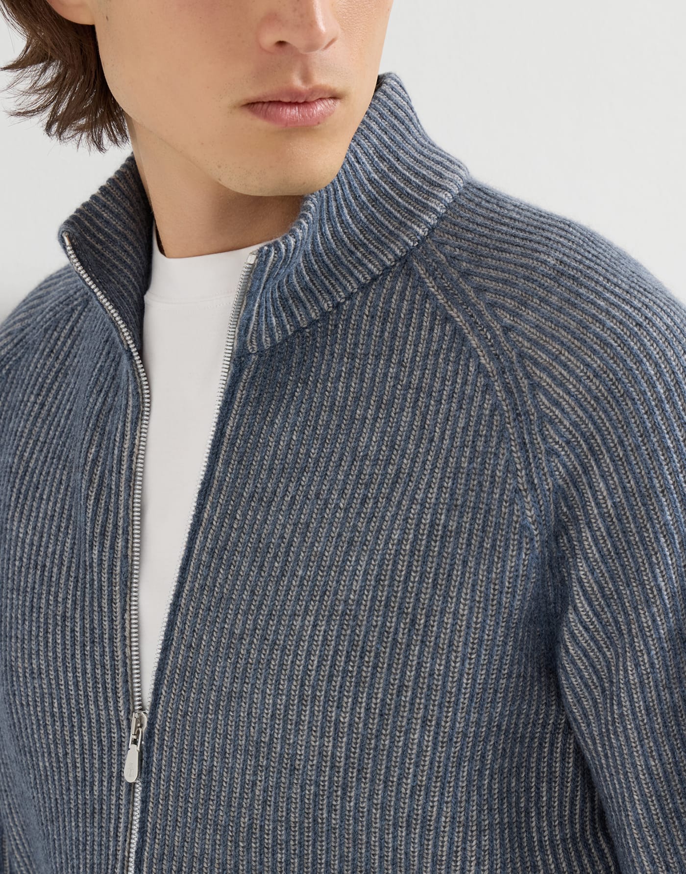 Cashmere vanisé cardigan Cerulean Man - Brunello Cucinelli