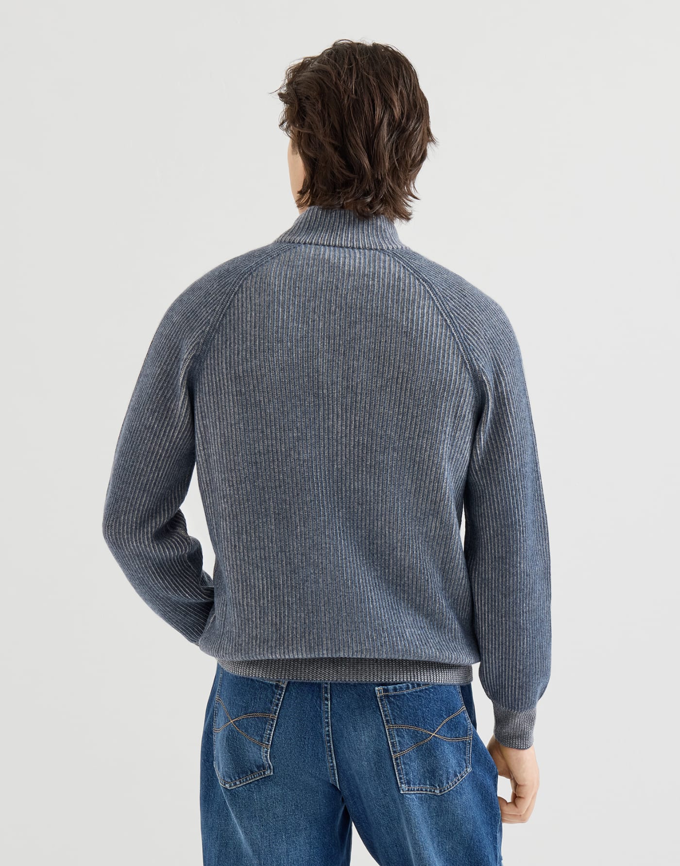 Cashmere vanisé cardigan Cerulean Man - Brunello Cucinelli