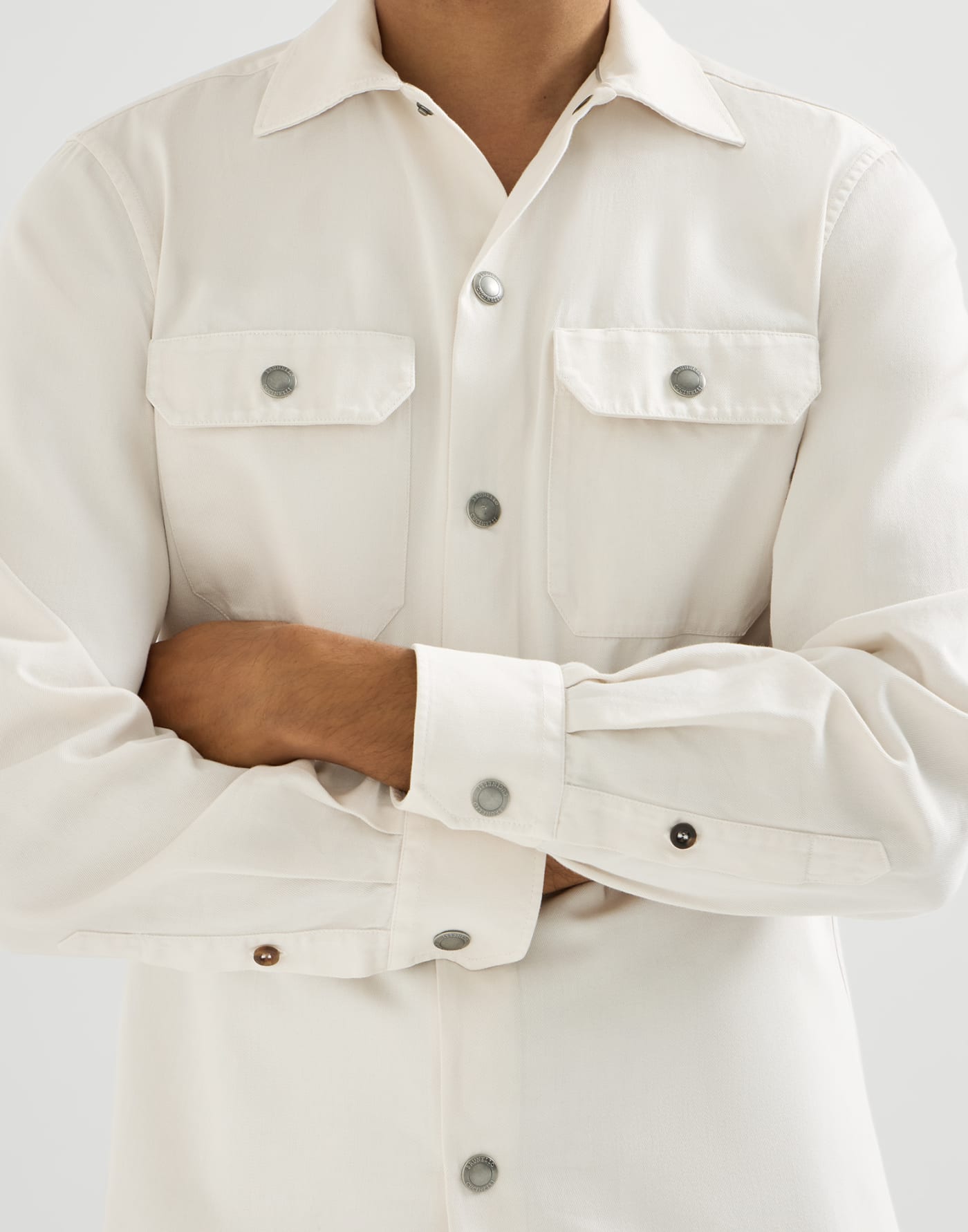 Overshirt aus Baumwollgabardine Weiß Herren - Brunello Cucinelli