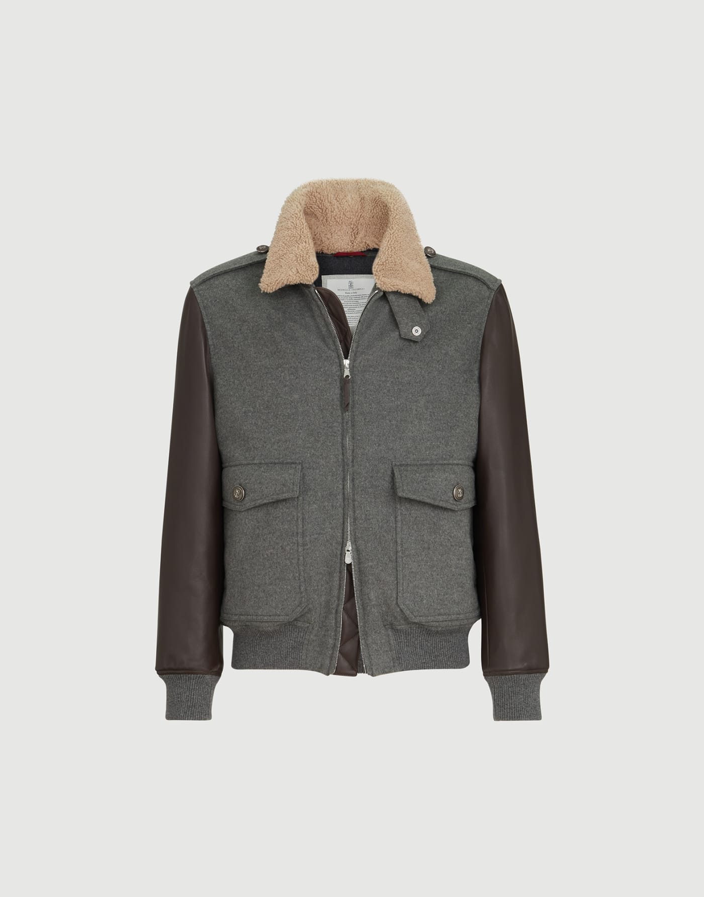 Cashmere beaver bomber jacket Medium Grey Man - Brunello Cucinelli