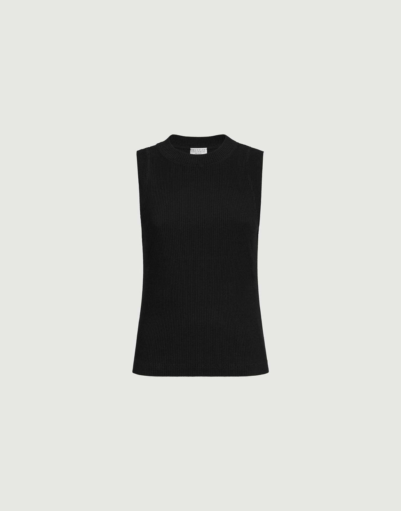 Ribbed jersey top with monili Black Woman - Brunello Cucinelli