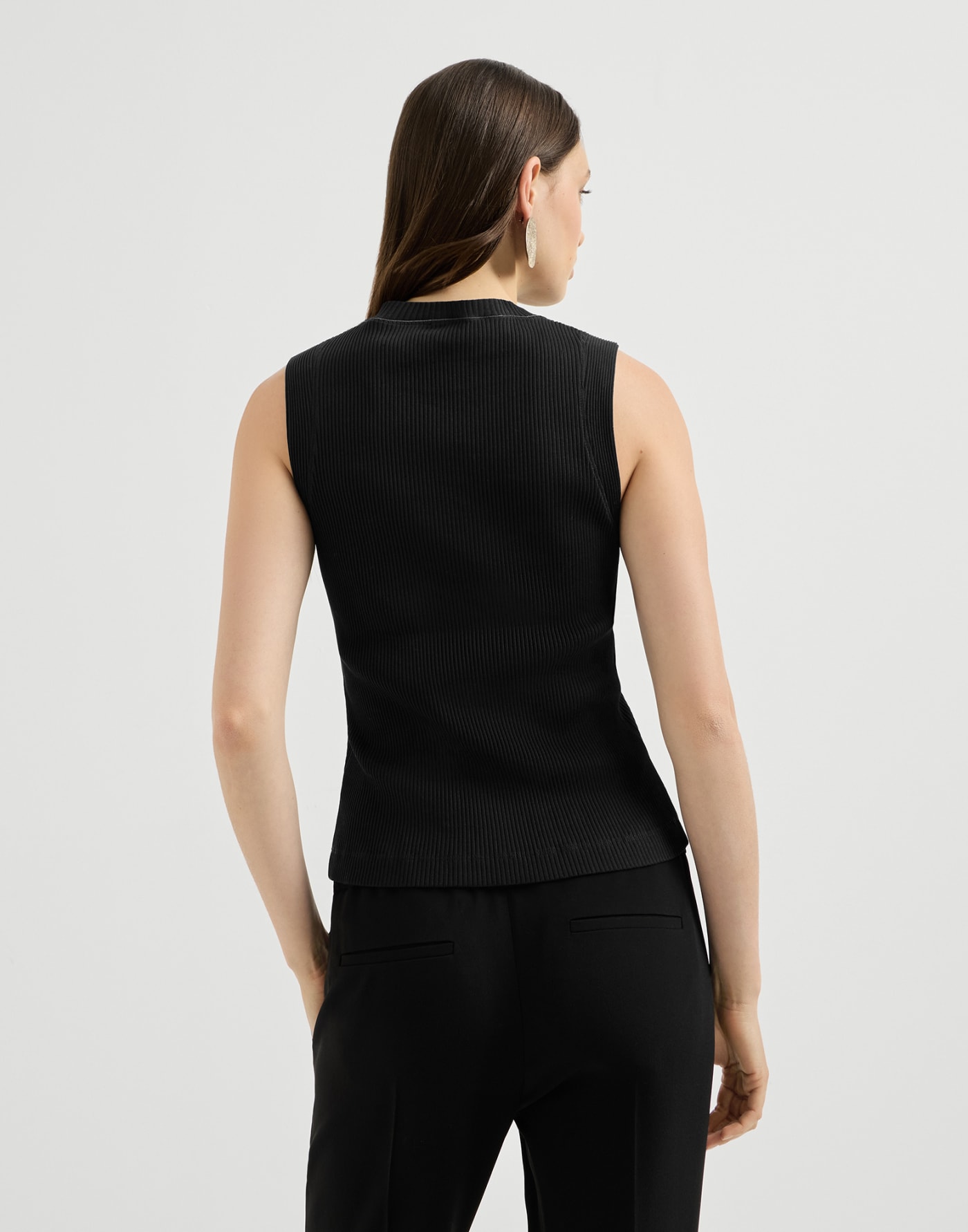 Ribbed jersey top with monili Black Woman - Brunello Cucinelli
