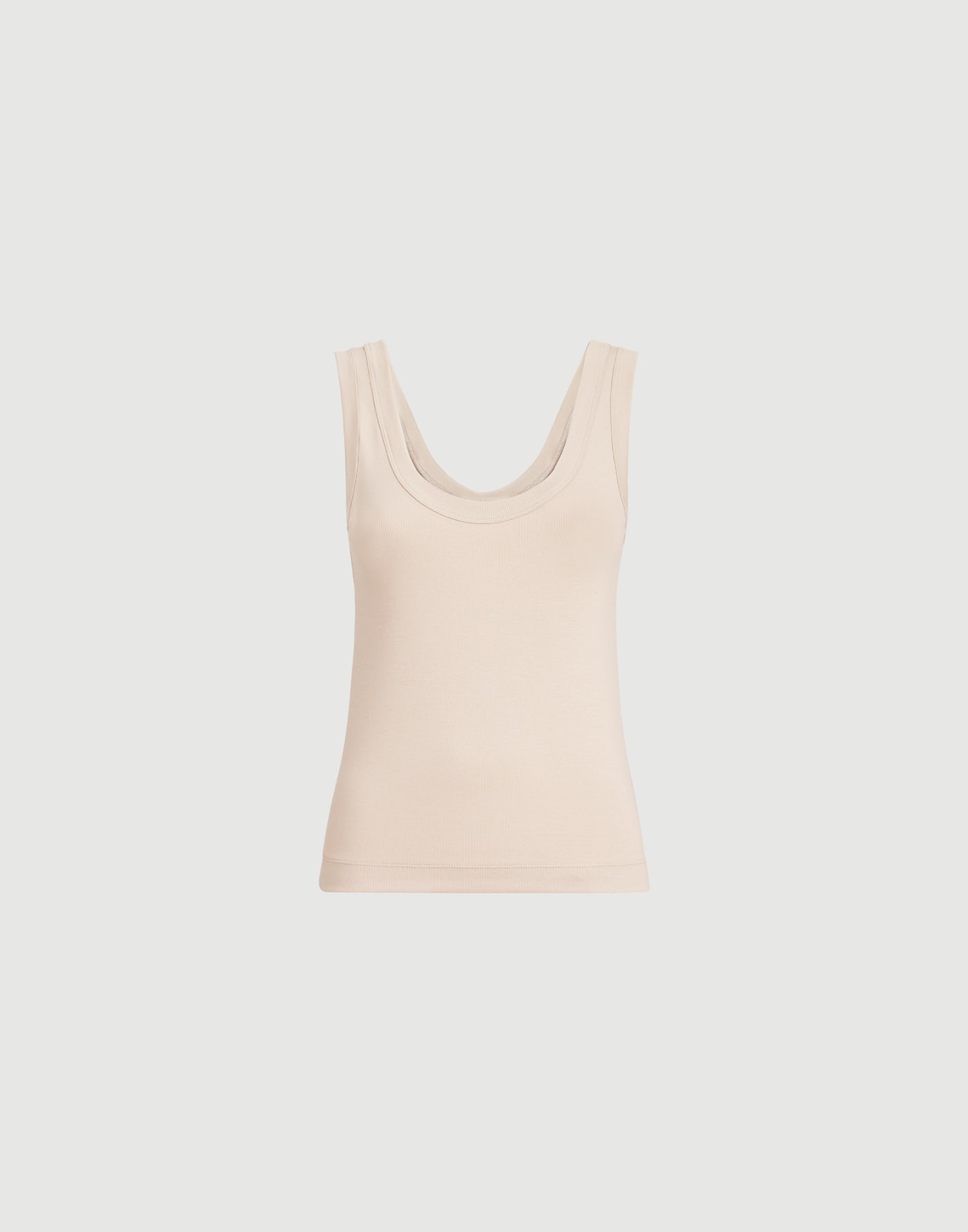 Ribbed jersey top with monili Cool Beige Woman - Brunello Cucinelli