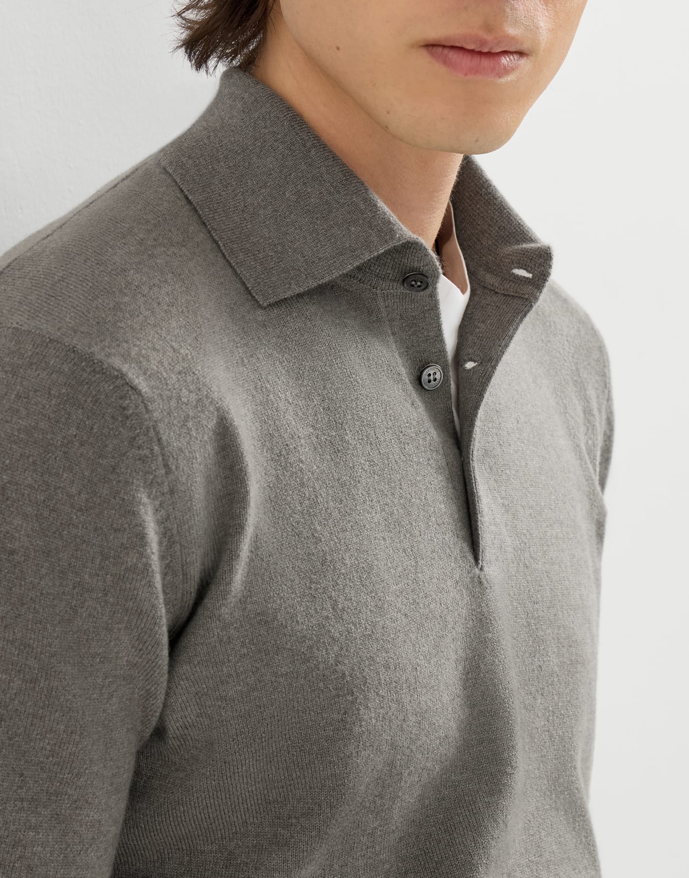 Cashmere knit polo shirt Military Man - Brunello Cucinelli
