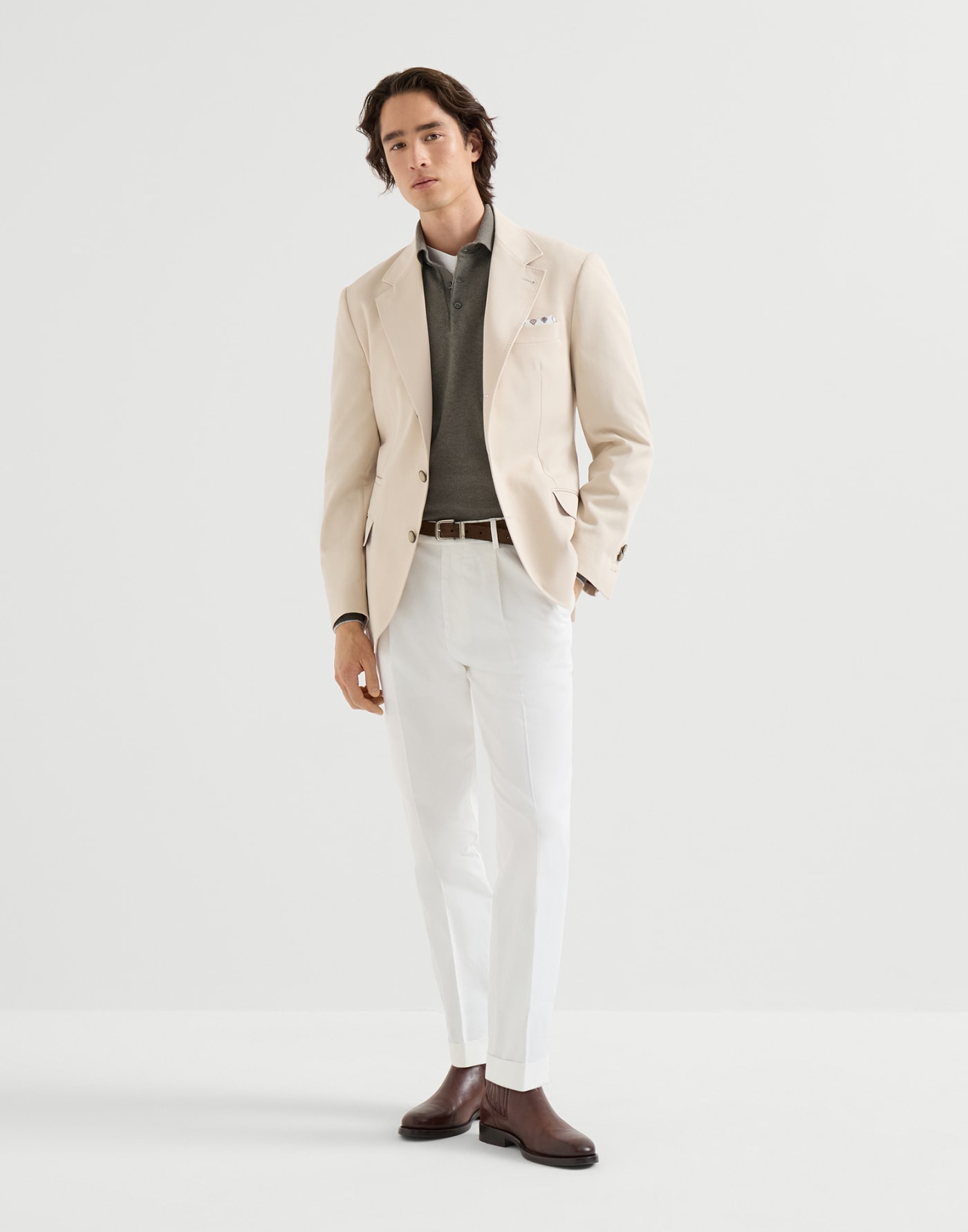 Cashmere knit polo shirt Military Man - Brunello Cucinelli