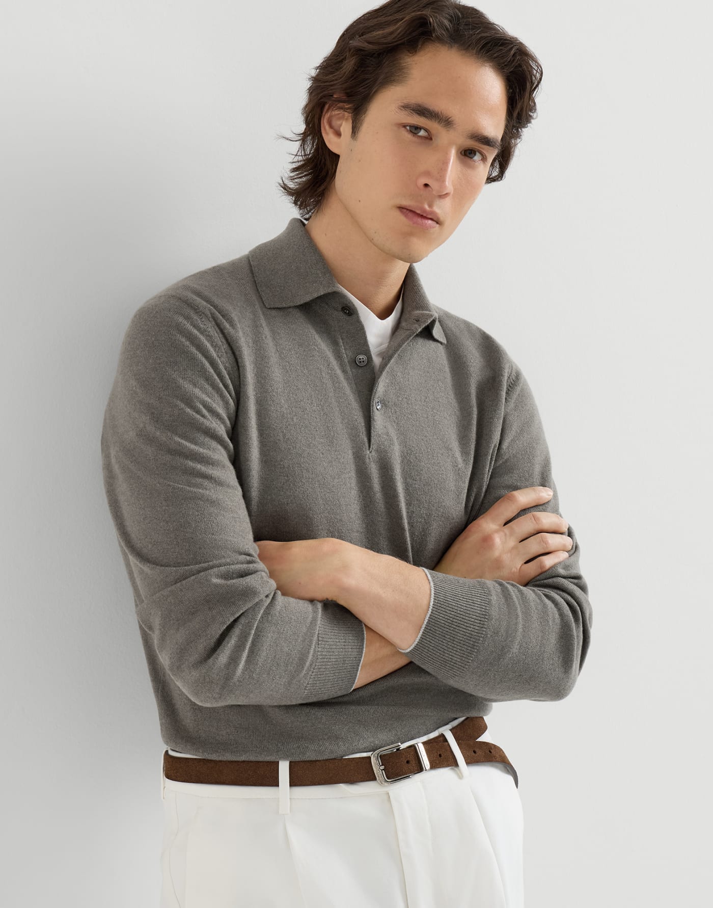 Cashmere knit polo shirt Military Man - Brunello Cucinelli