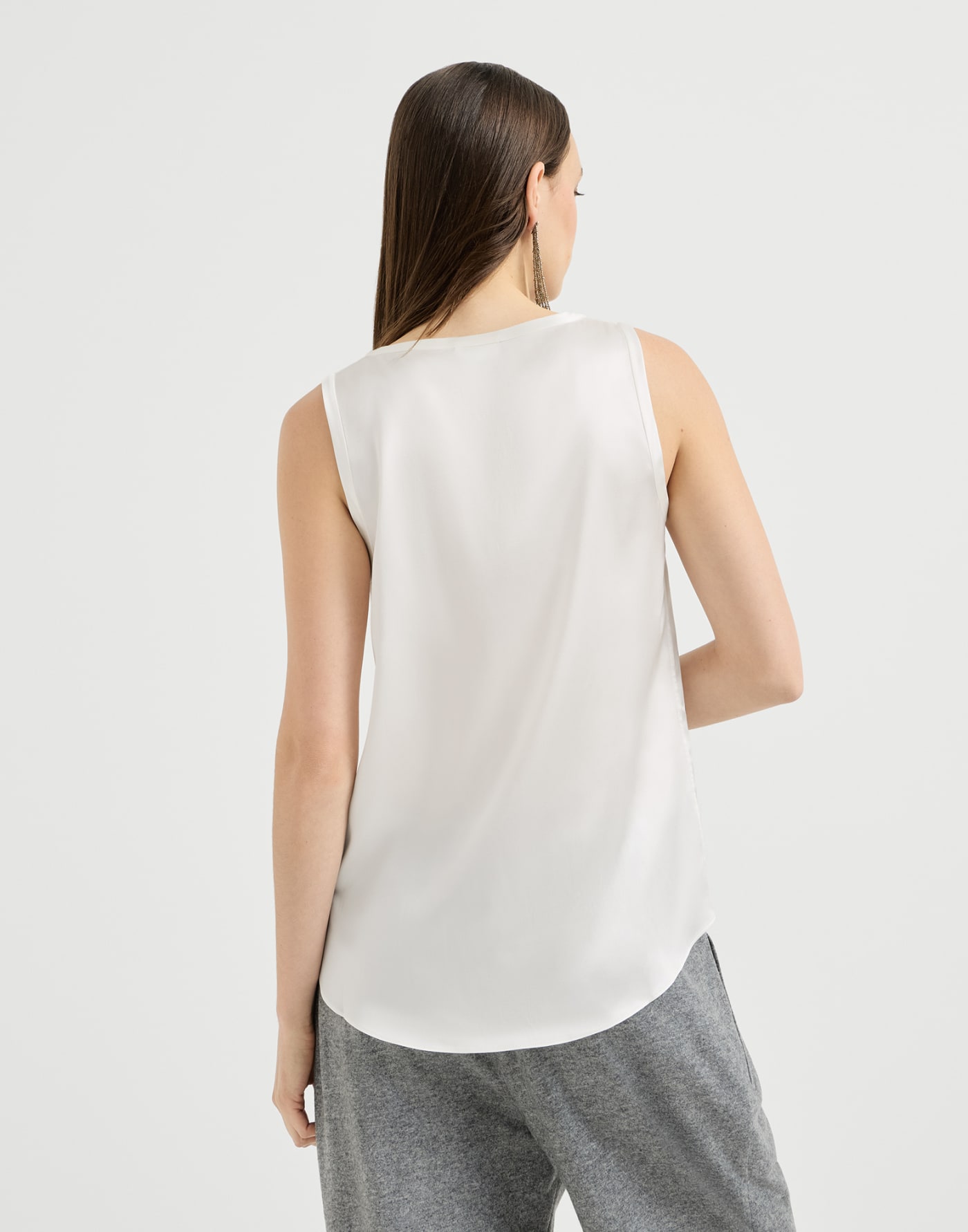 Stretch silk satin camisole White Woman - Brunello Cucinelli