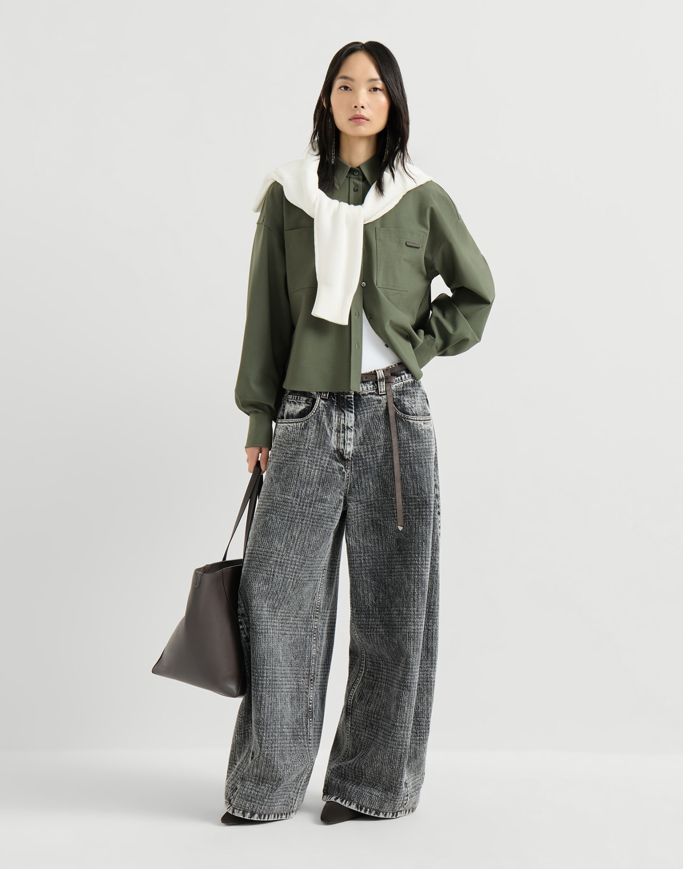 Tropical Luxury Wool shirt Green Woman - Brunello Cucinelli
