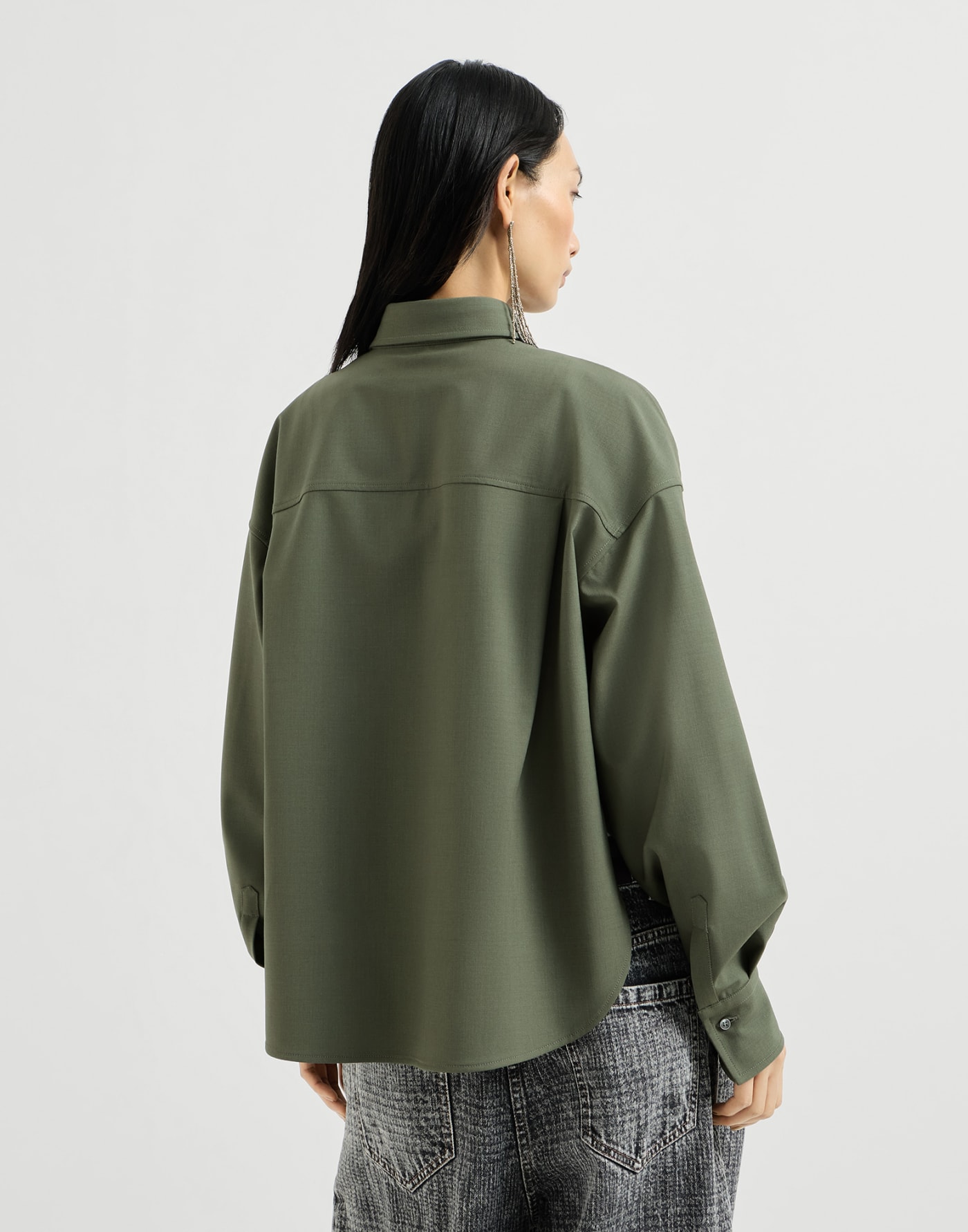Tropical Luxury Wool shirt Green Woman - Brunello Cucinelli