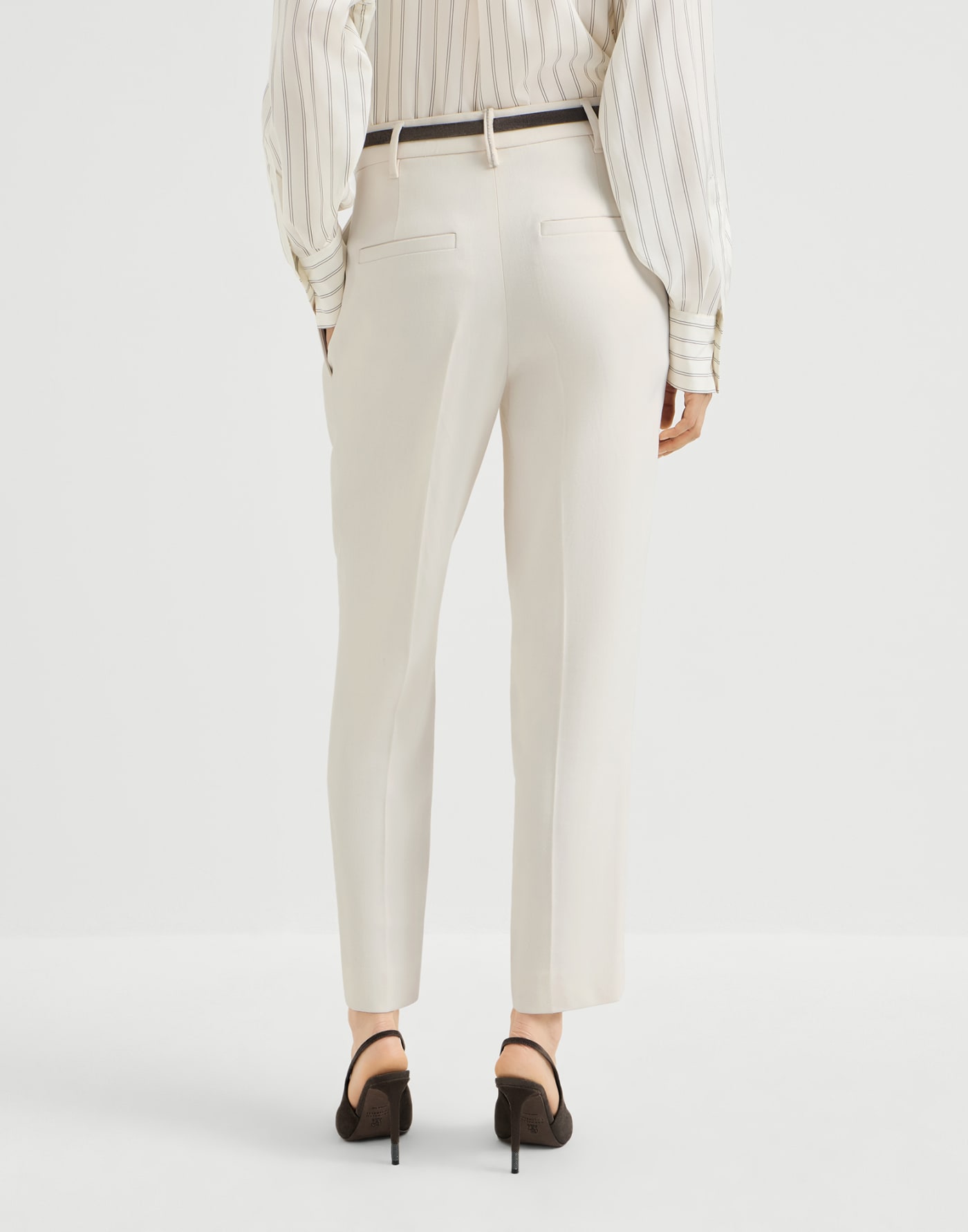 Slouchy trousers with monili Milk Woman - Brunello Cucinelli