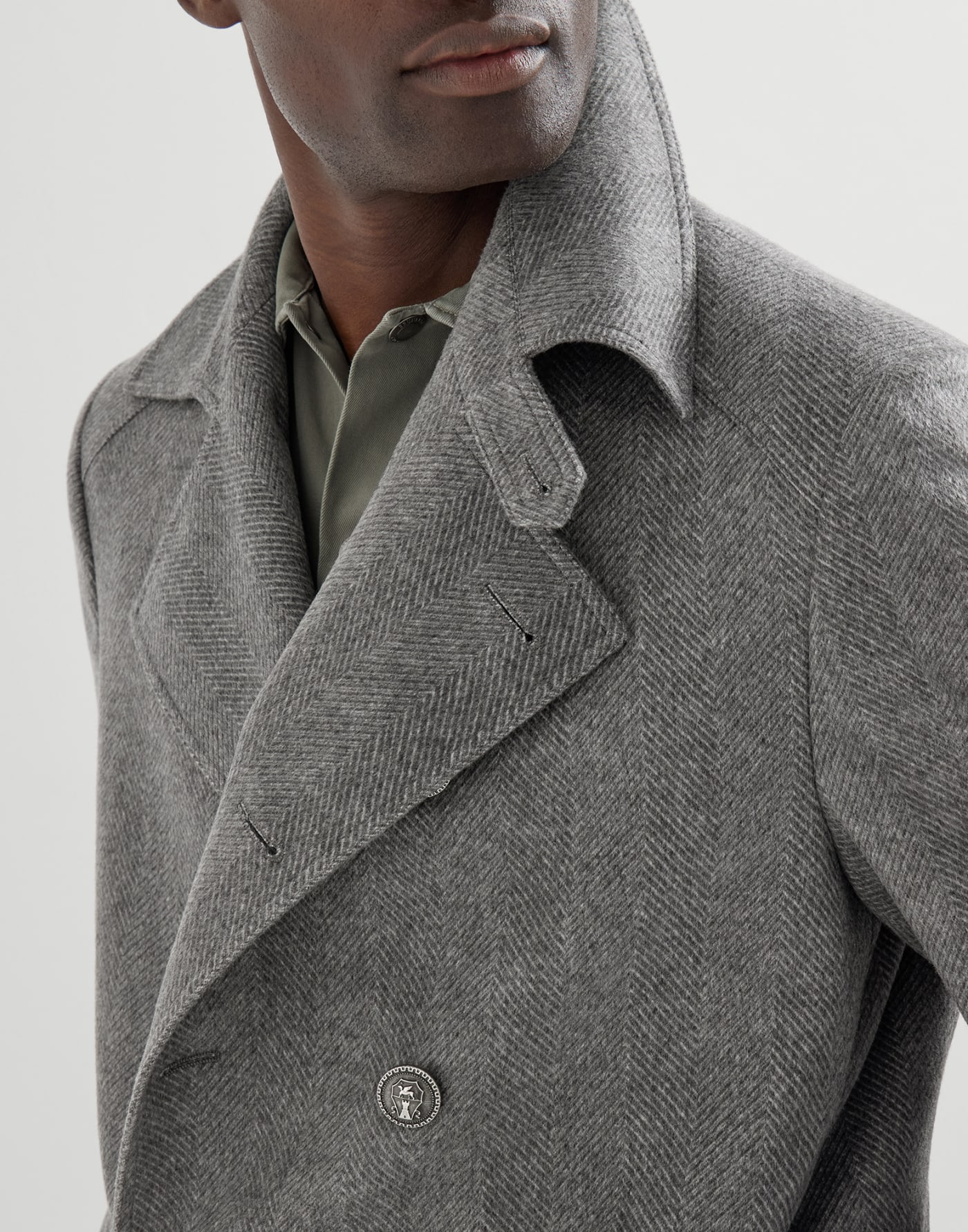 Cappotto in chevron di cashmere Grigio Medio Uomo - Brunello Cucinelli