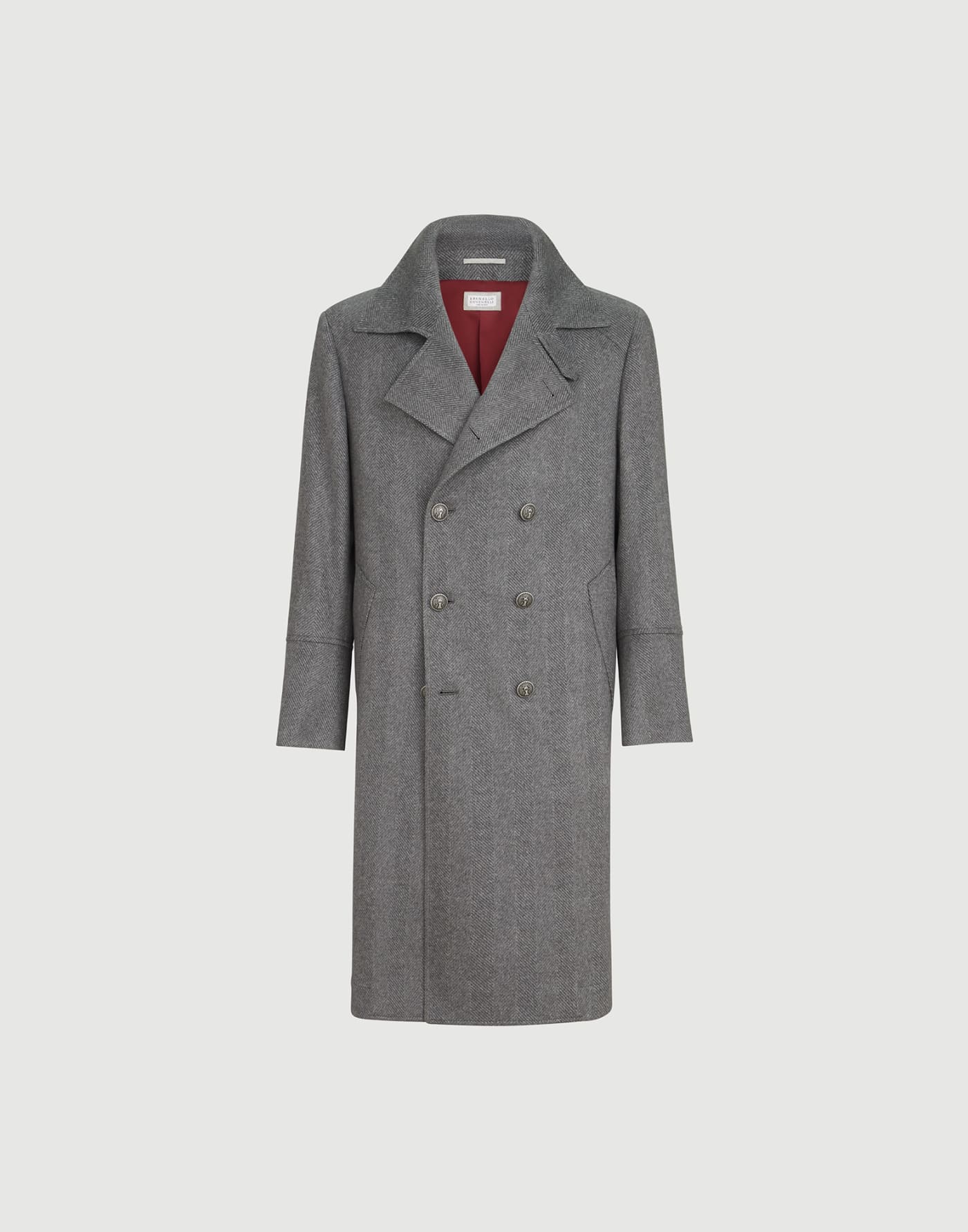 Cashmere chevron coat Medium Grey Man - Brunello Cucinelli