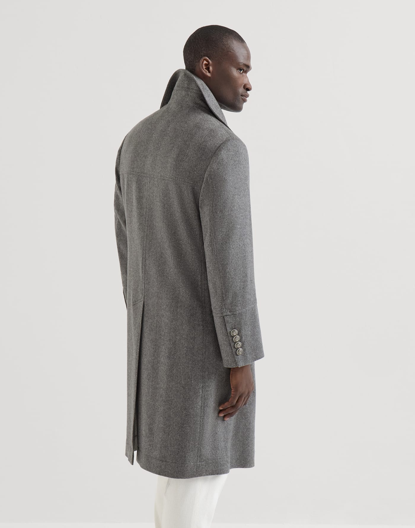 Cashmere chevron coat Medium Grey Man - Brunello Cucinelli