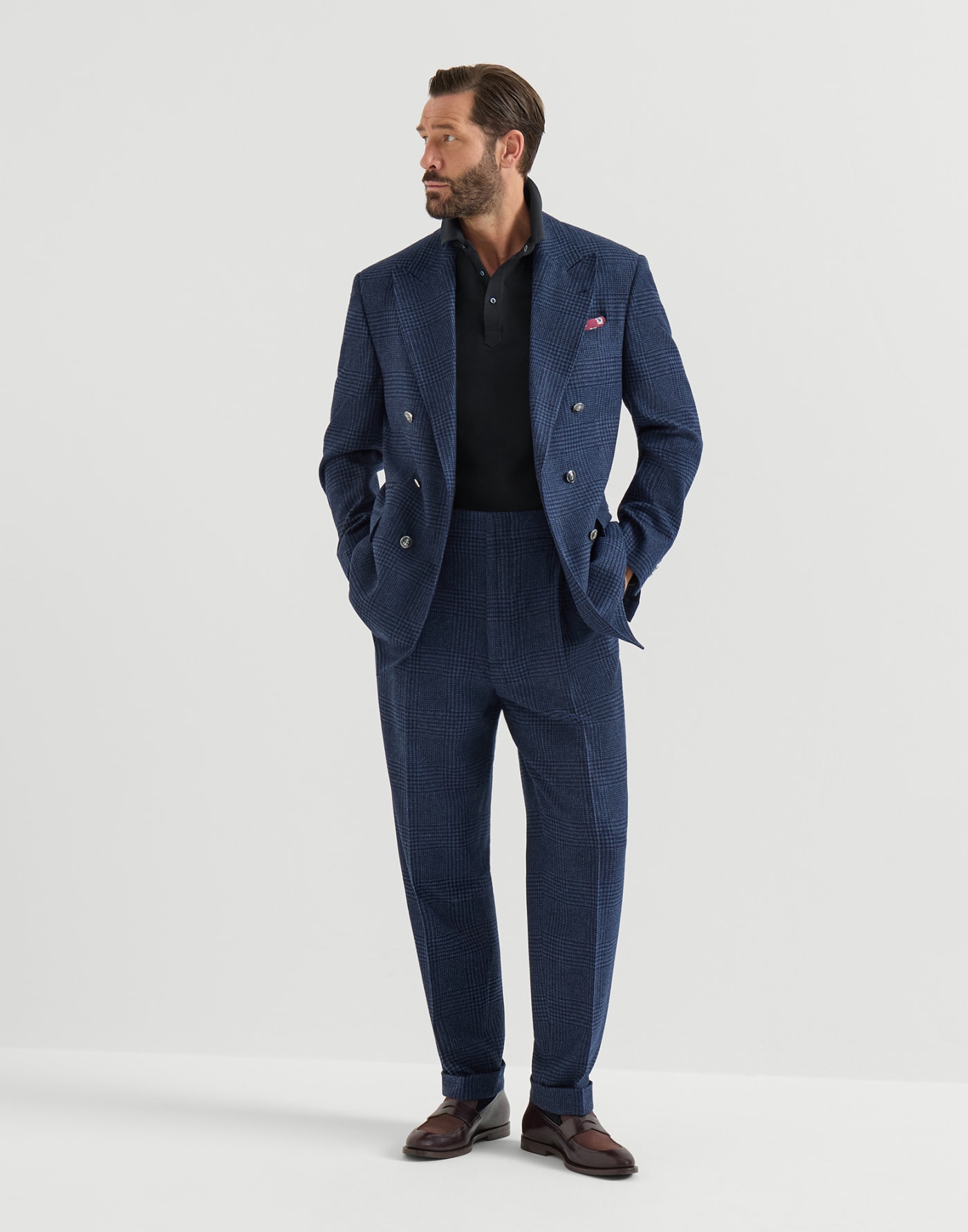 Jersey polo shirt Navy Blue Man - Brunello Cucinelli