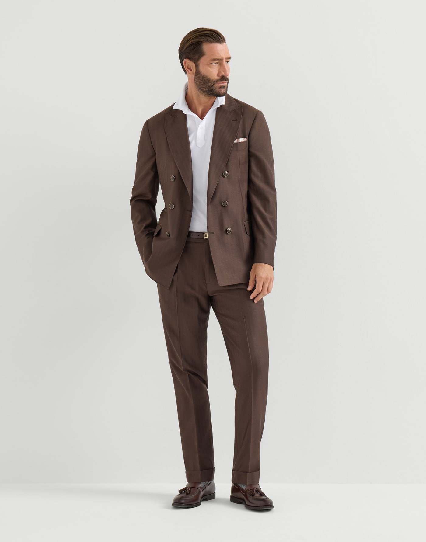 平纹针织面料马球衫 白色 男款 - Brunello Cucinelli
