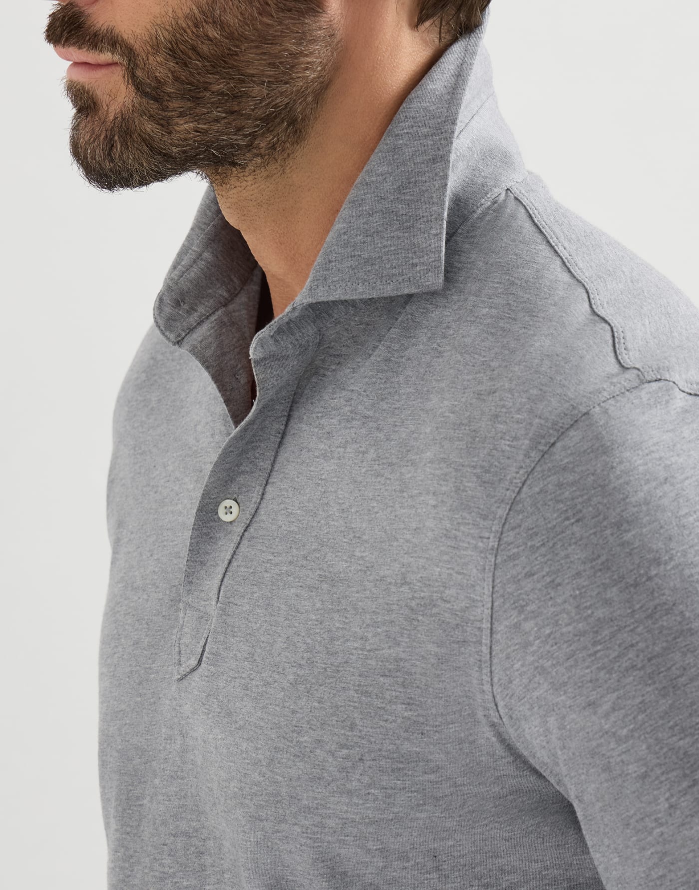 Jersey polo shirt Medium Grey Man - Brunello Cucinelli