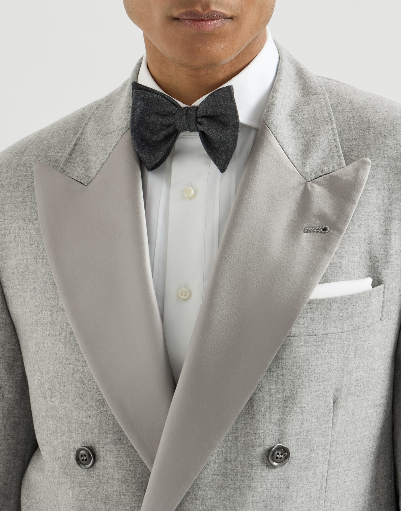 One-and-a-half-breasted tuxedo jacket Light Grey Man - Brunello Cucinelli