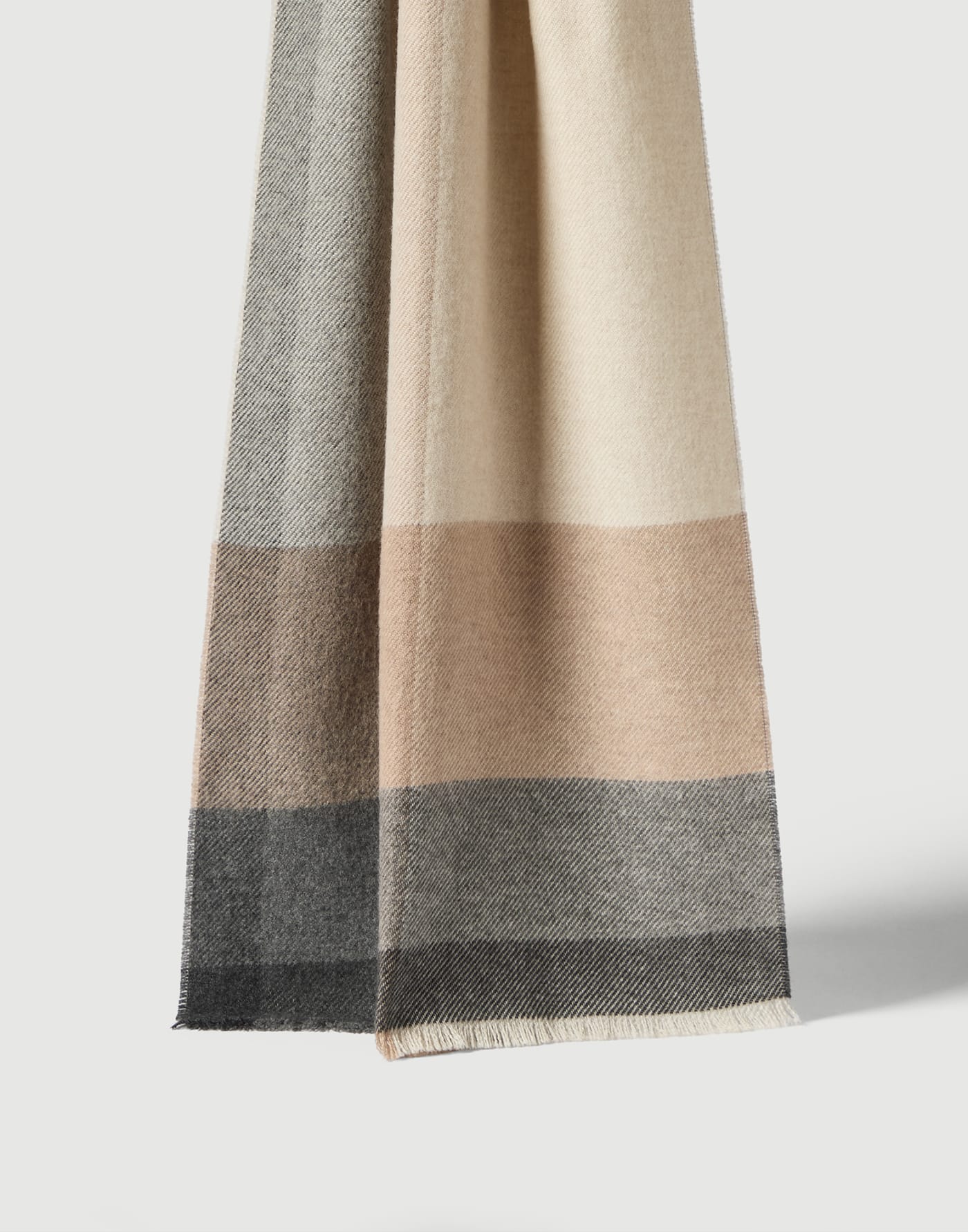 Wool and cashmere checked twill scarf Beige Man - Brunello Cucinelli