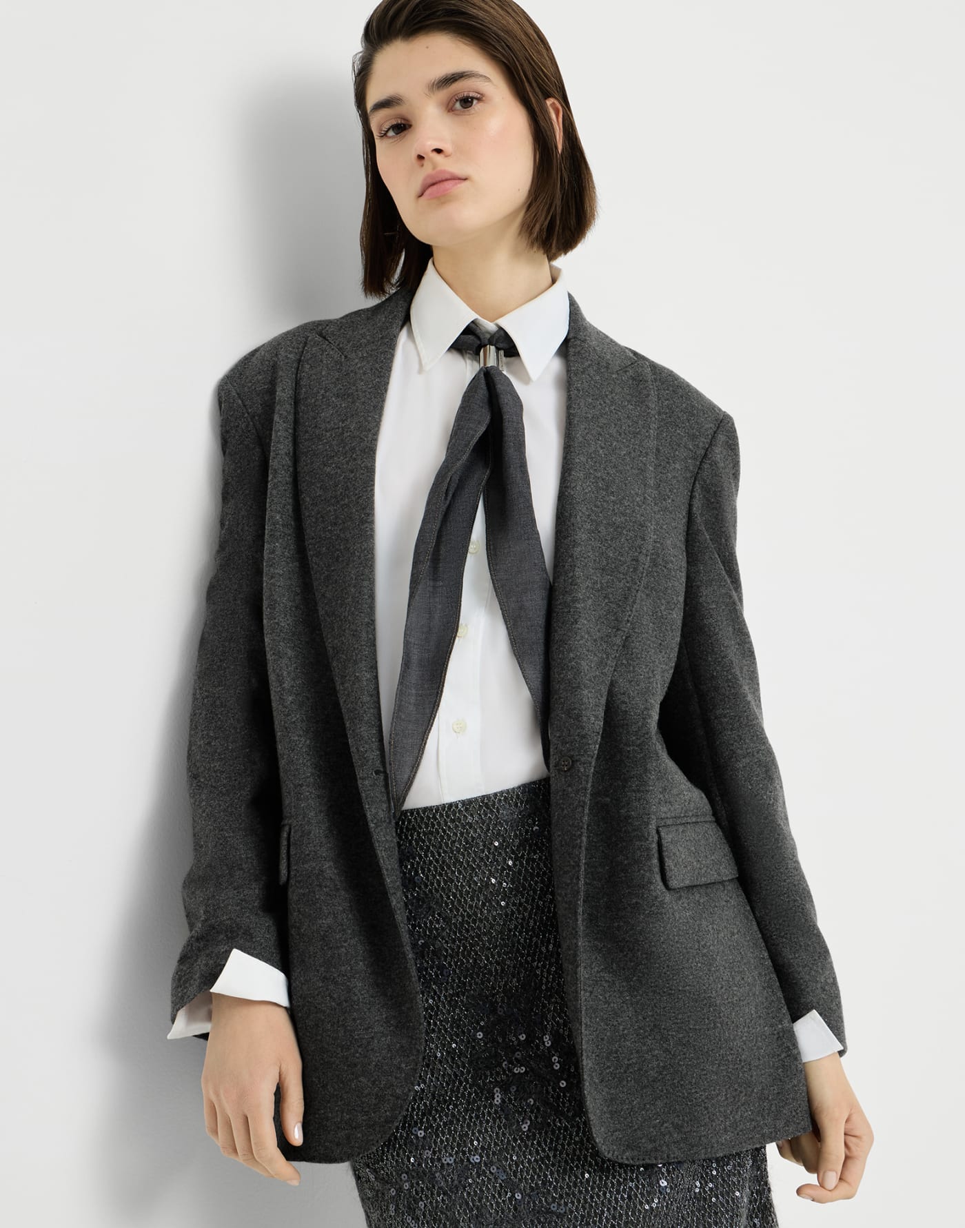 Cashmere jersey blazer Anthracite Woman - Brunello Cucinelli