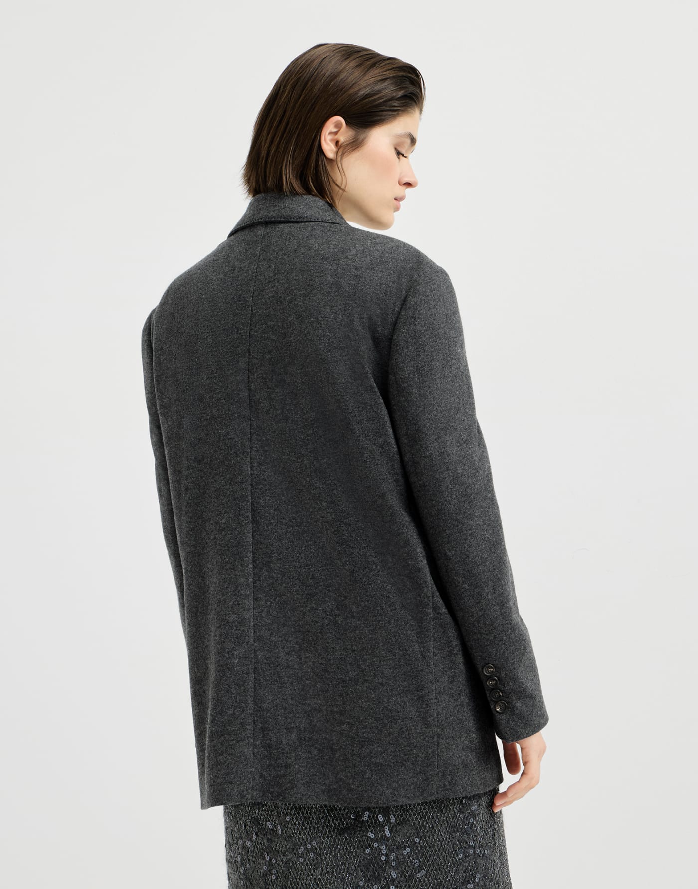 Cashmere jersey blazer Anthracite Woman - Brunello Cucinelli