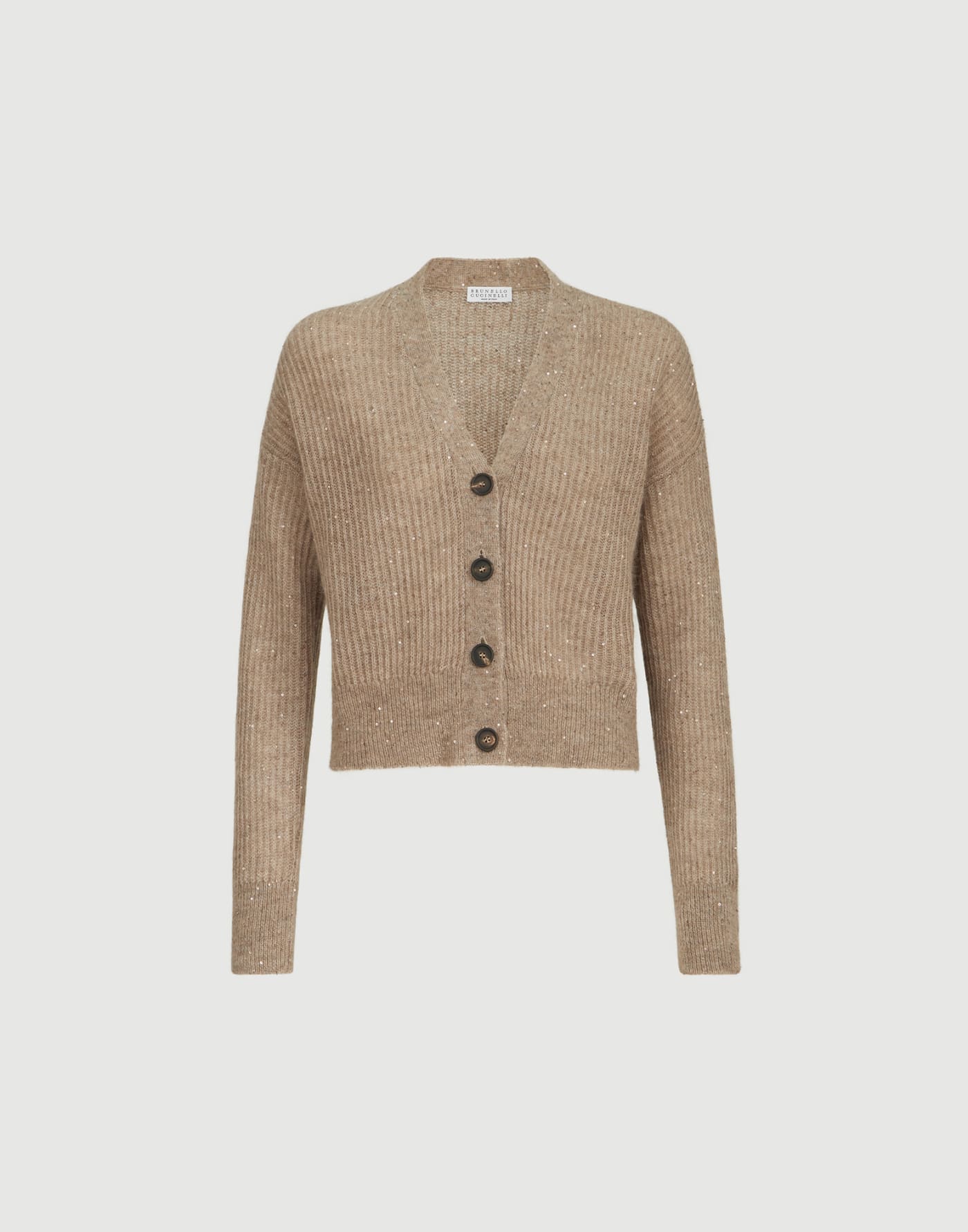English rib knit cardigan Light Brown Woman - Brunello Cucinelli