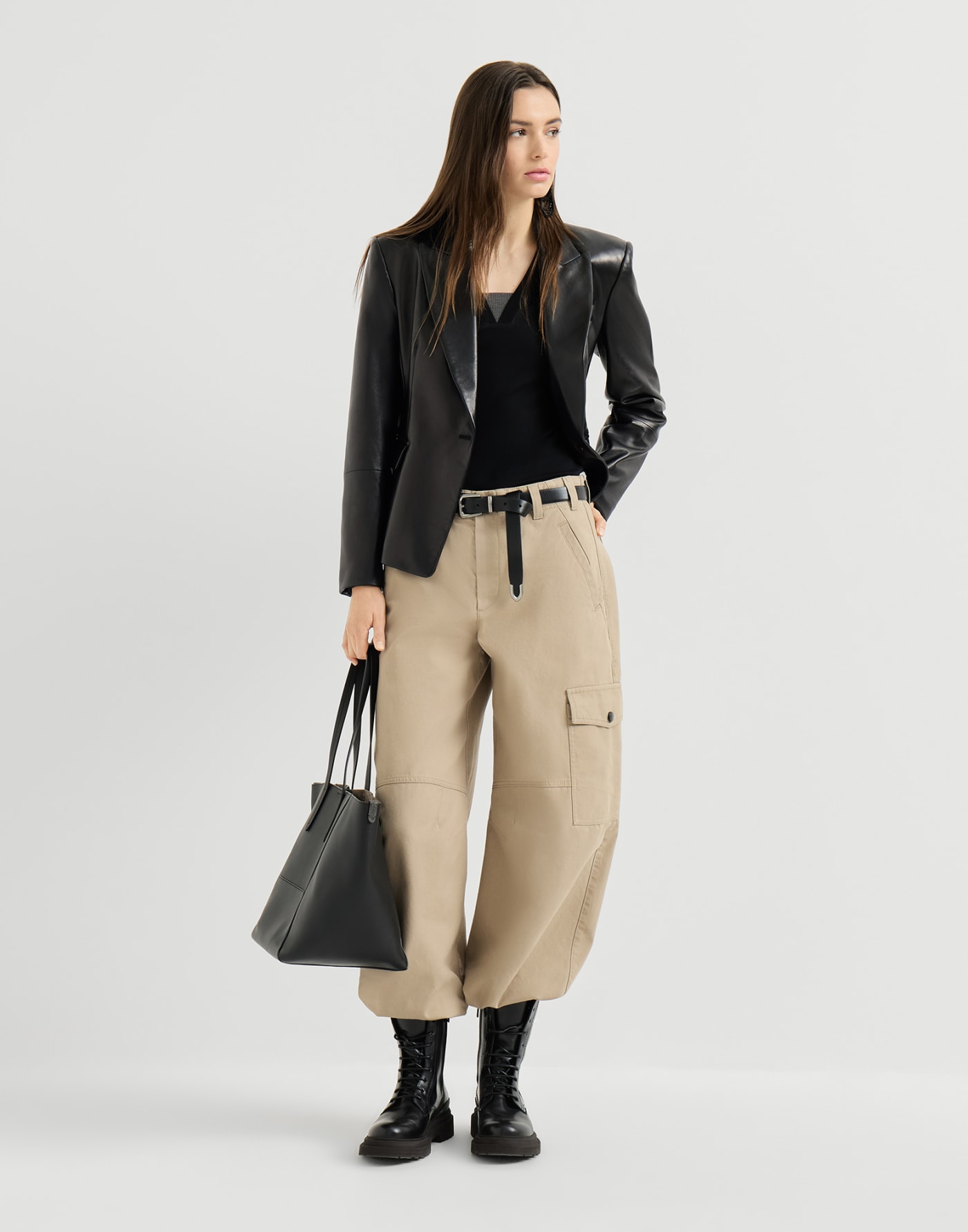 Nappa leather blazer with monili Black Woman - Brunello Cucinelli