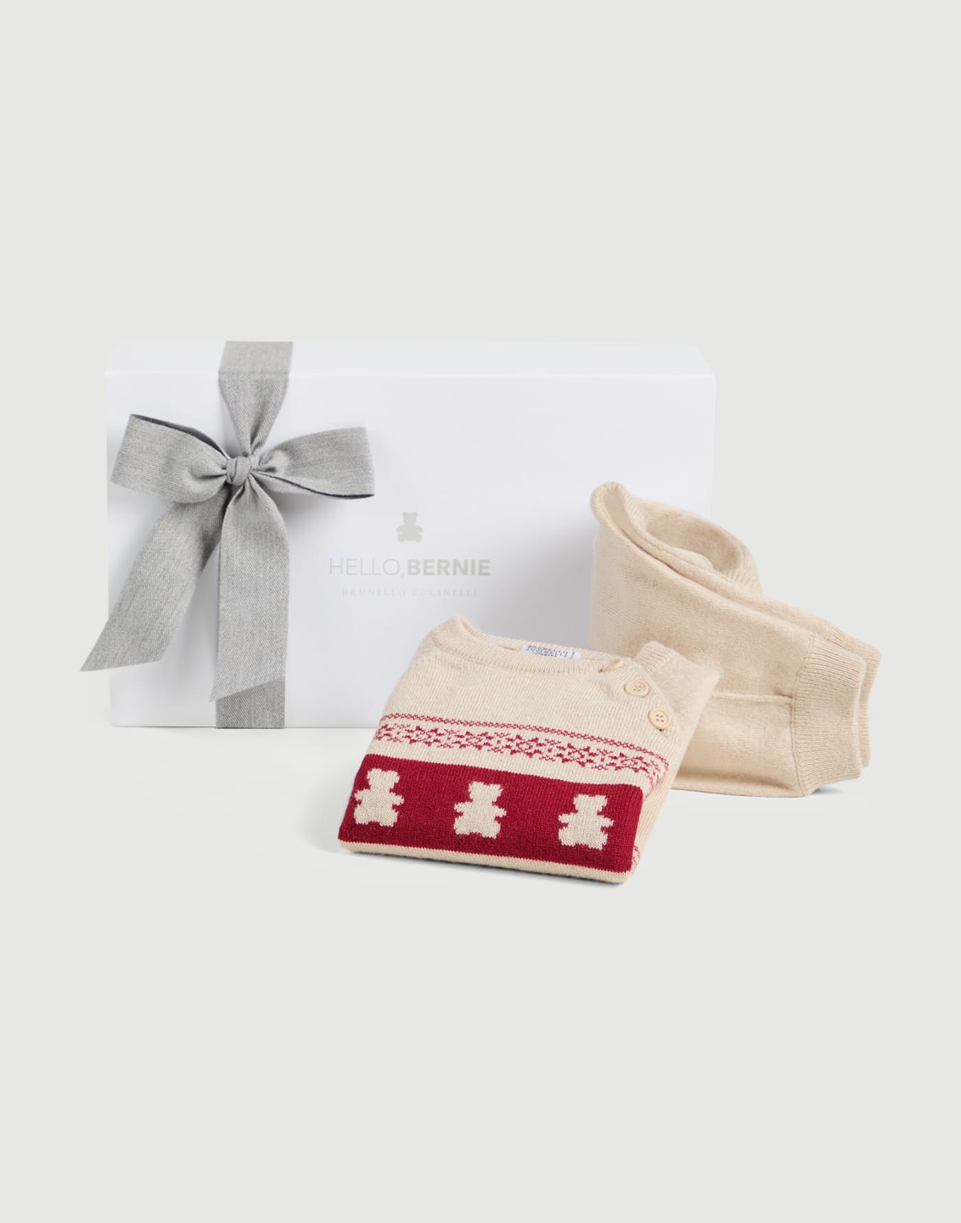 Baby jacquard coordinated set Red Baby - Brunello Cucinelli