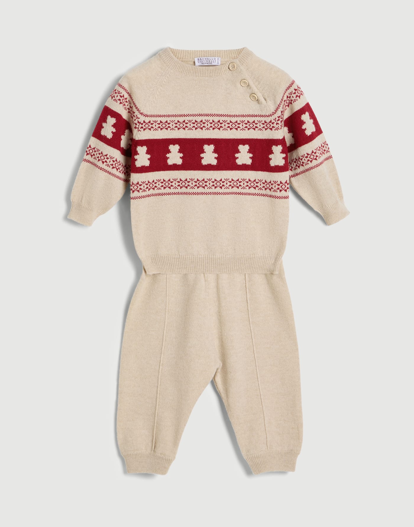 Baby jacquard coordinated set Red Baby - Brunello Cucinelli