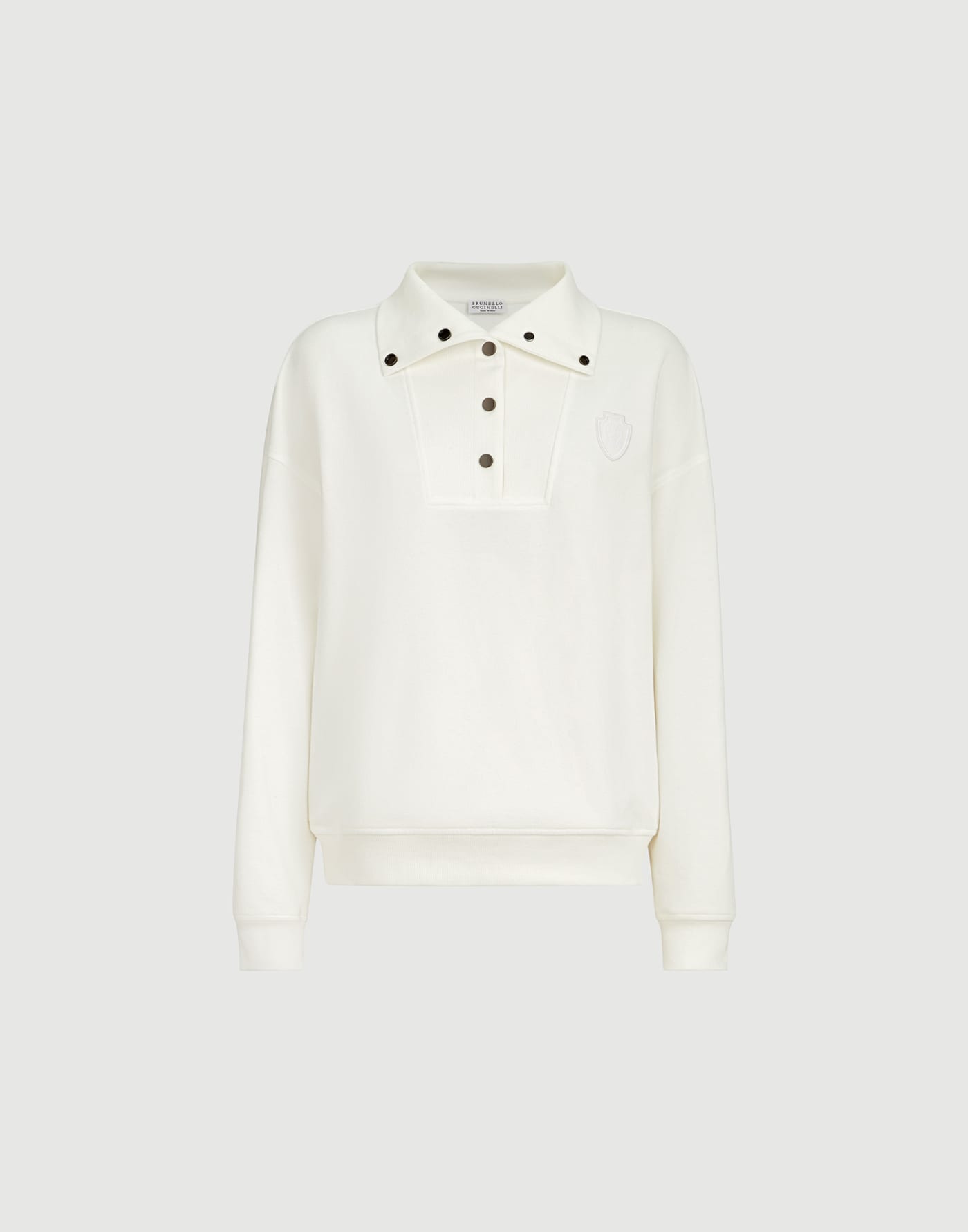 Smooth cotton French terry sweatshirt White Woman - Brunello Cucinelli