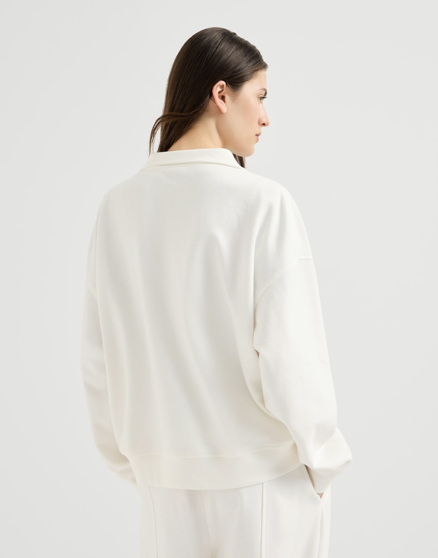 Smooth cotton French terry sweatshirt White Woman - Brunello Cucinelli