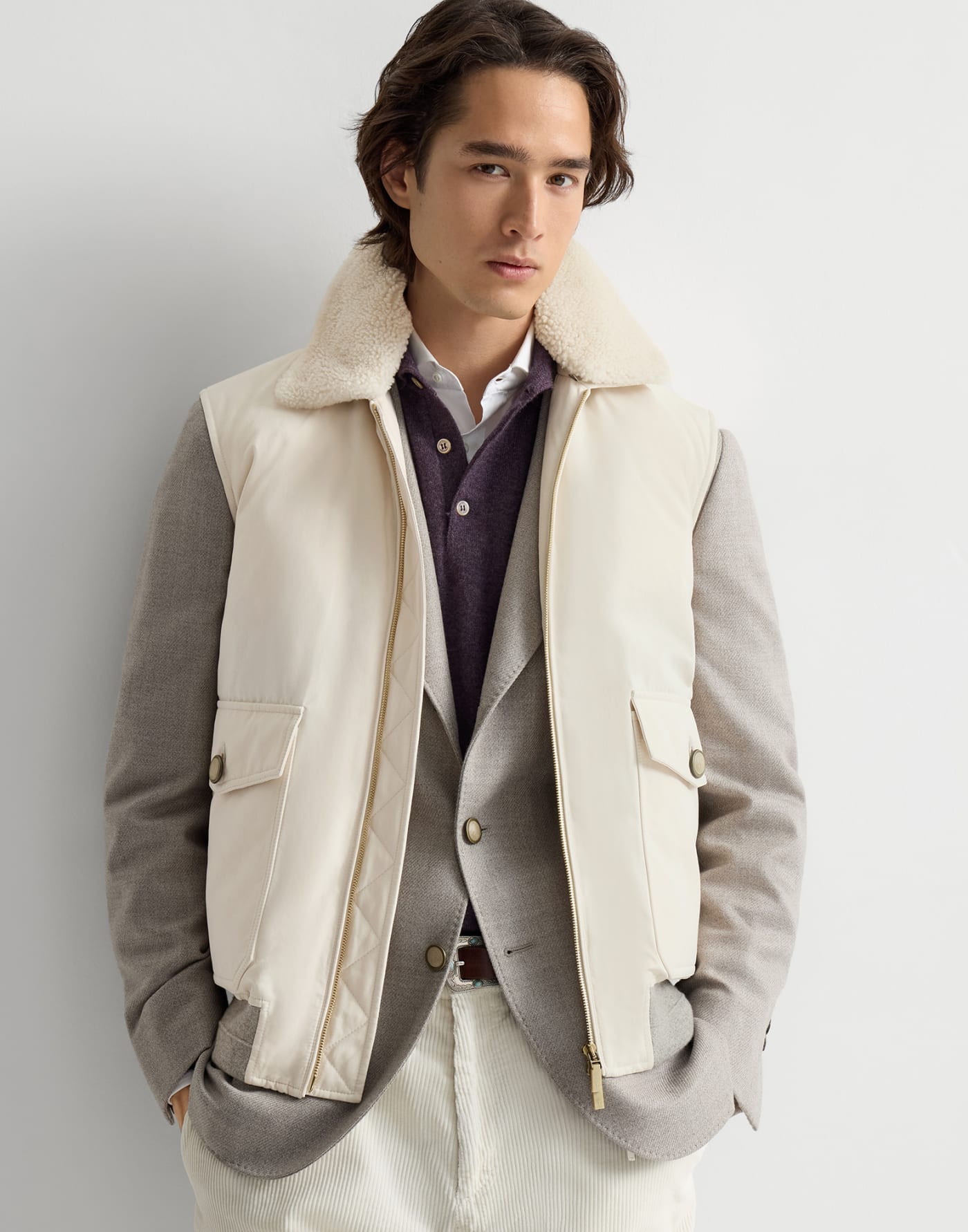 Down vest Stone Grey Man - Brunello Cucinelli