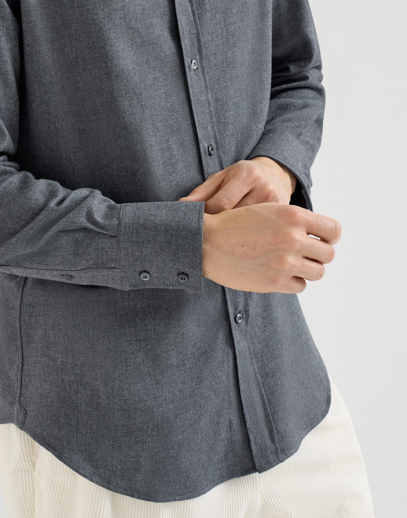 Flannel chevron shirt Dark Grey Man - Brunello Cucinelli