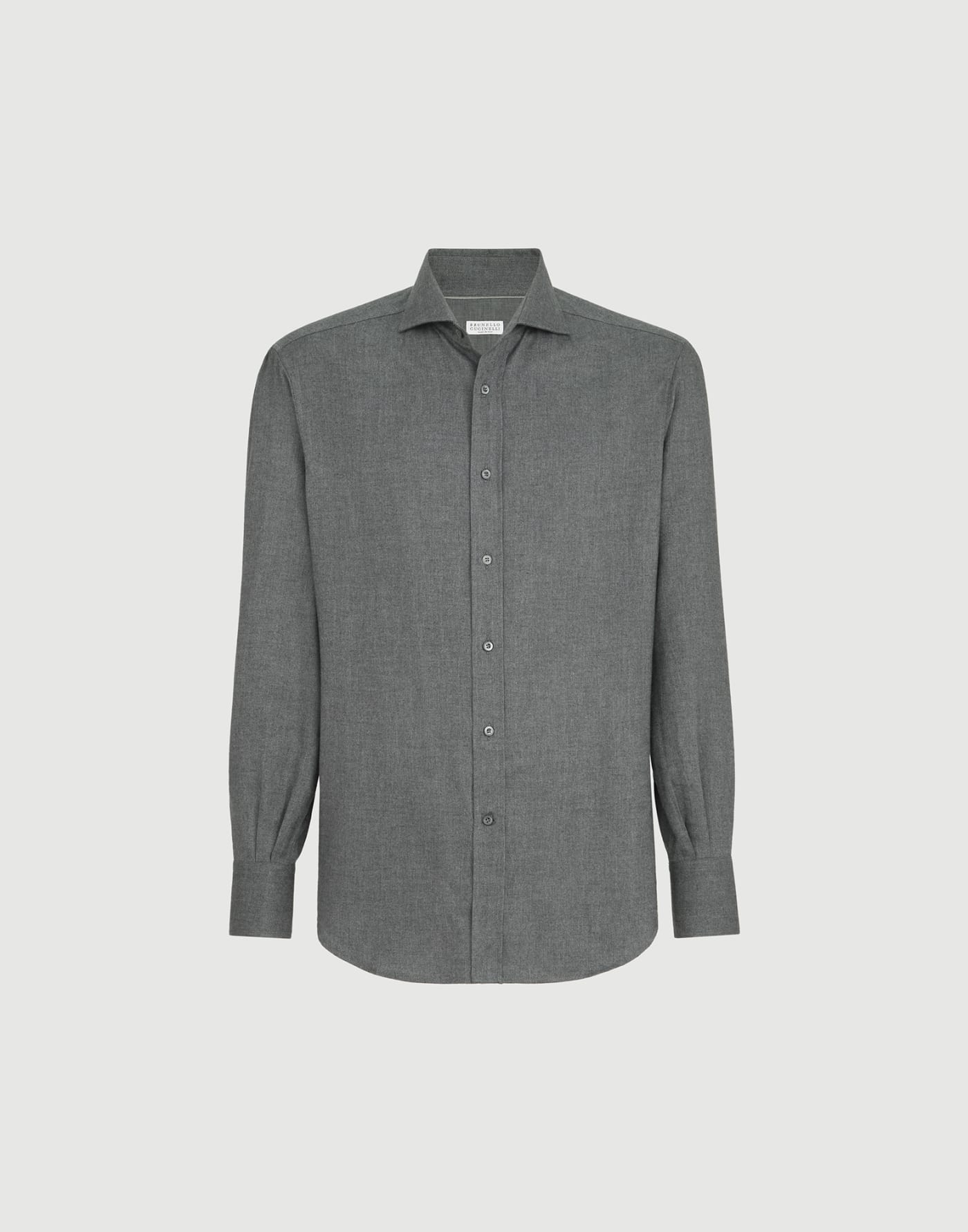 Flannel chevron shirt Dark Grey Man - Brunello Cucinelli