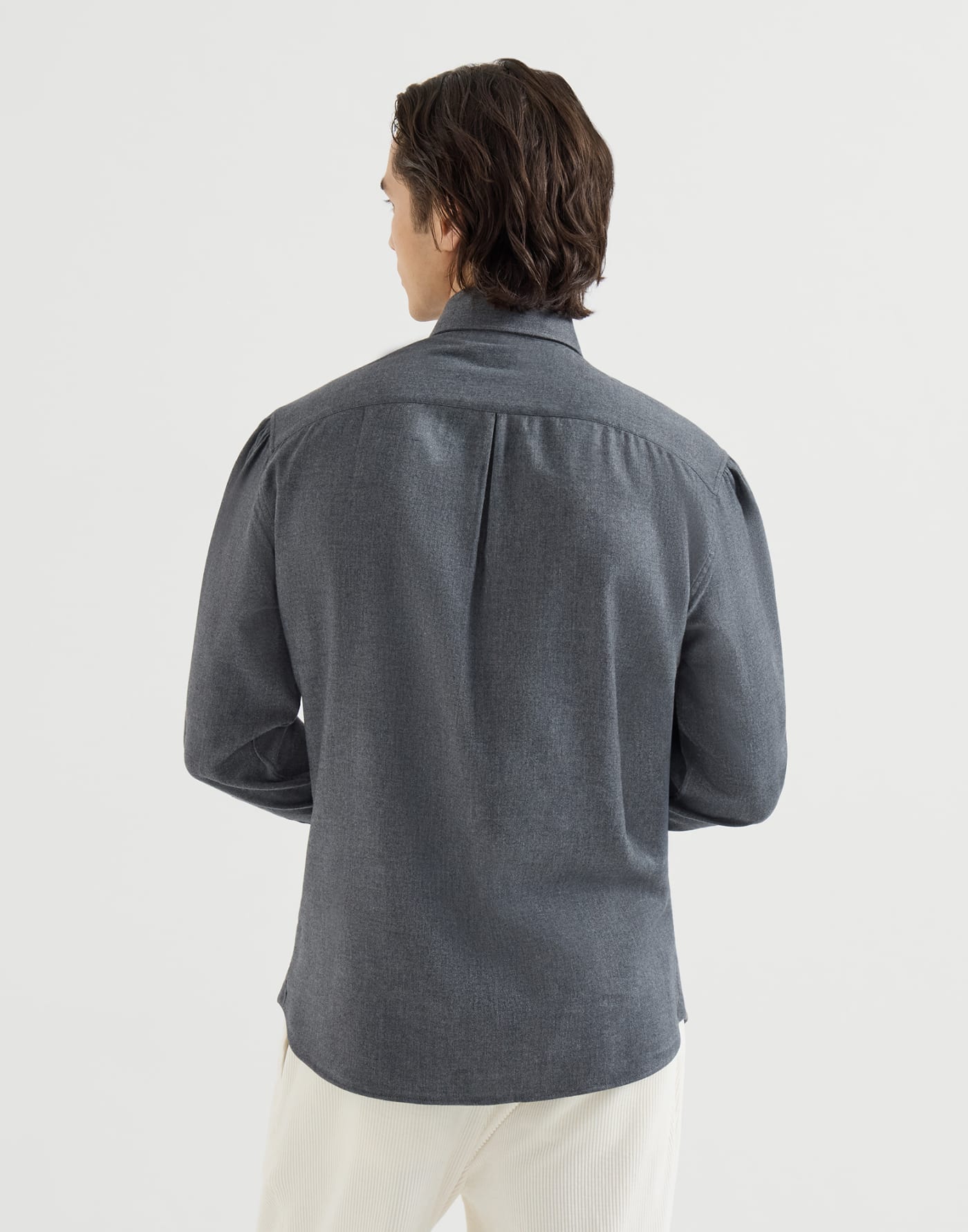 Flannel chevron shirt Dark Grey Man - Brunello Cucinelli