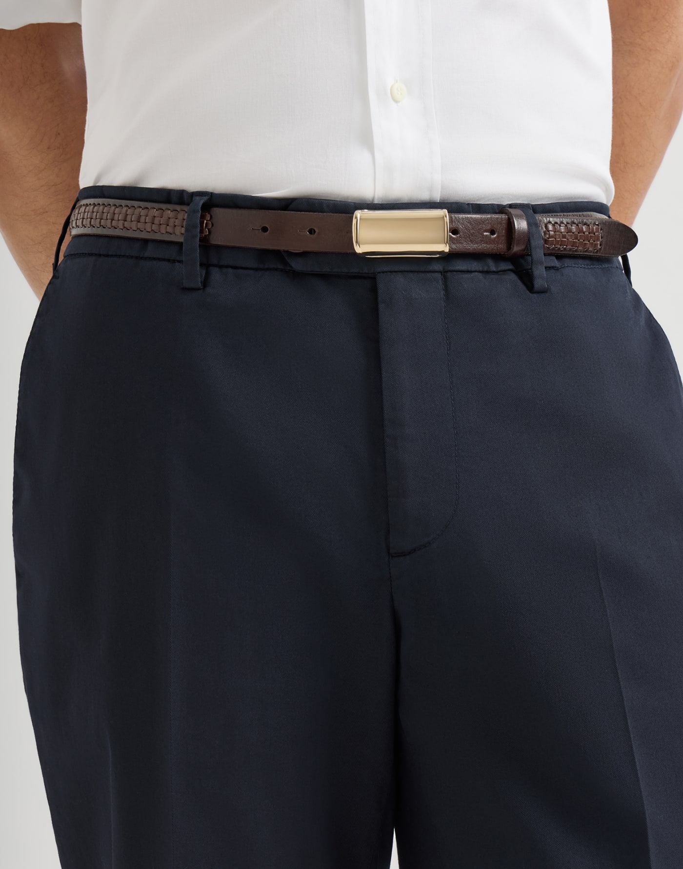 Comfort gabardine trousers Navy Blue Man - Brunello Cucinelli