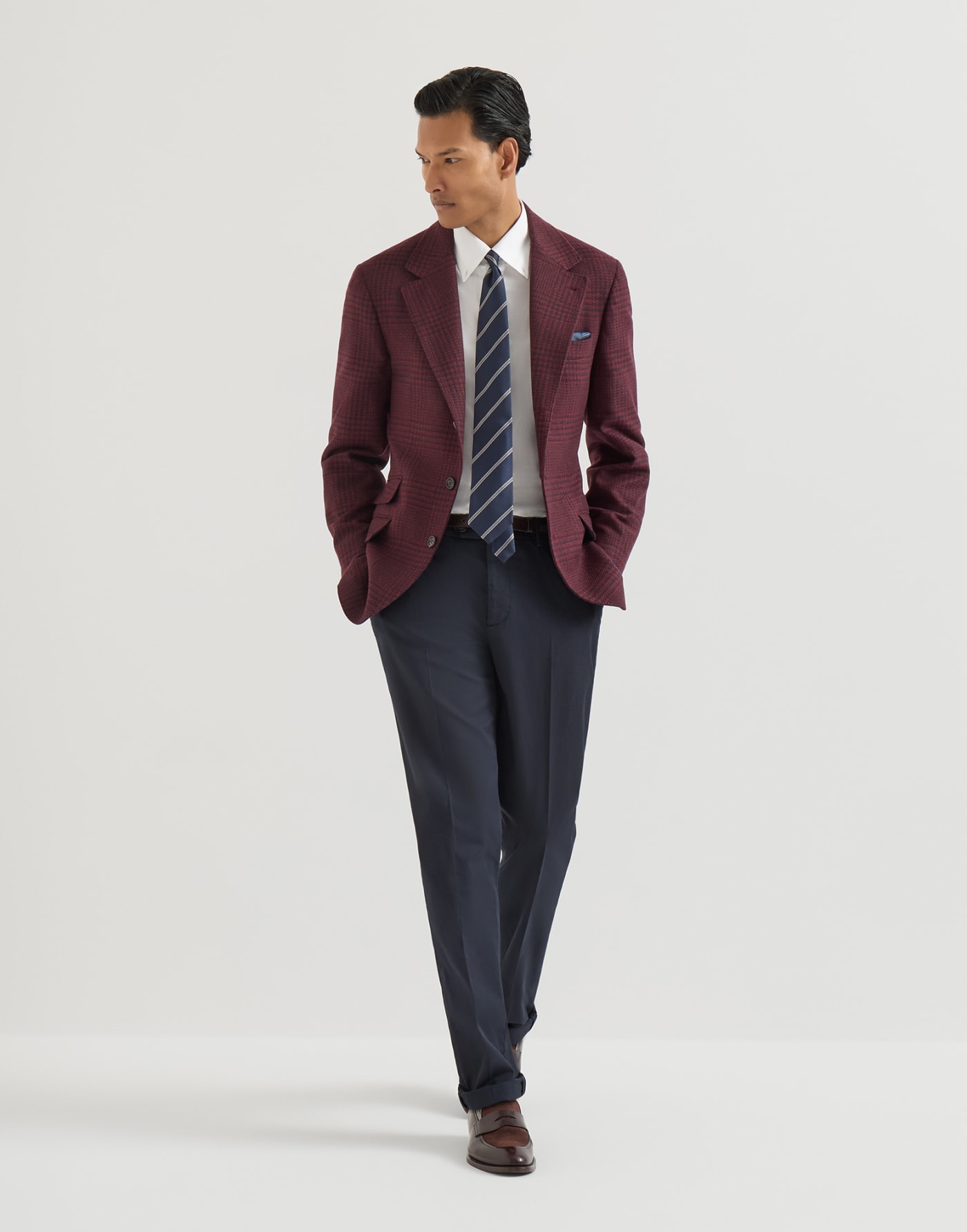 Comfort gabardine trousers Navy Blue Man - Brunello Cucinelli