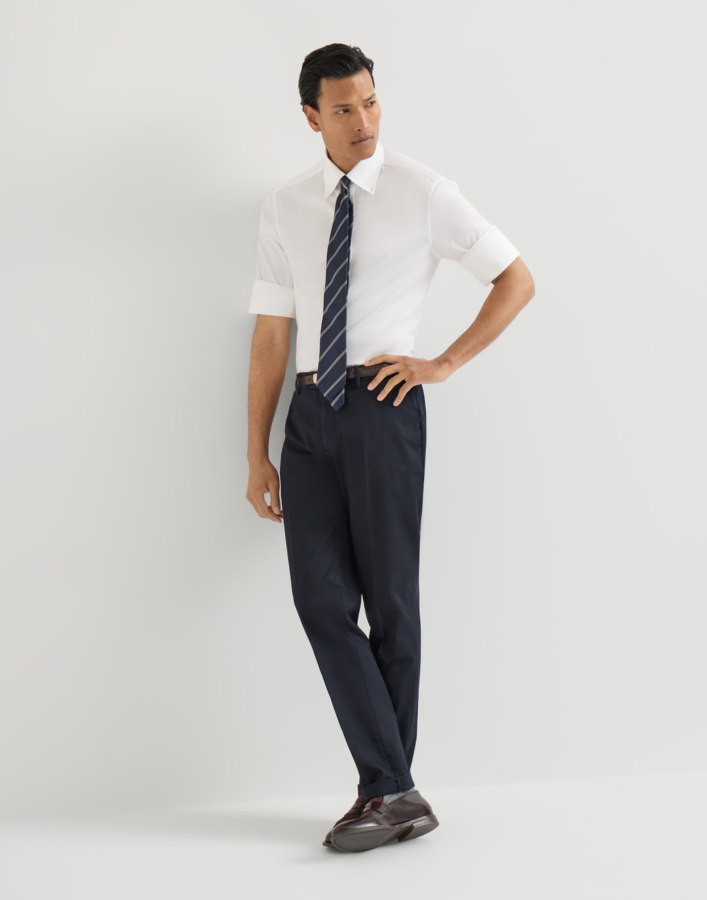 Comfort gabardine trousers Navy Blue Man - Brunello Cucinelli