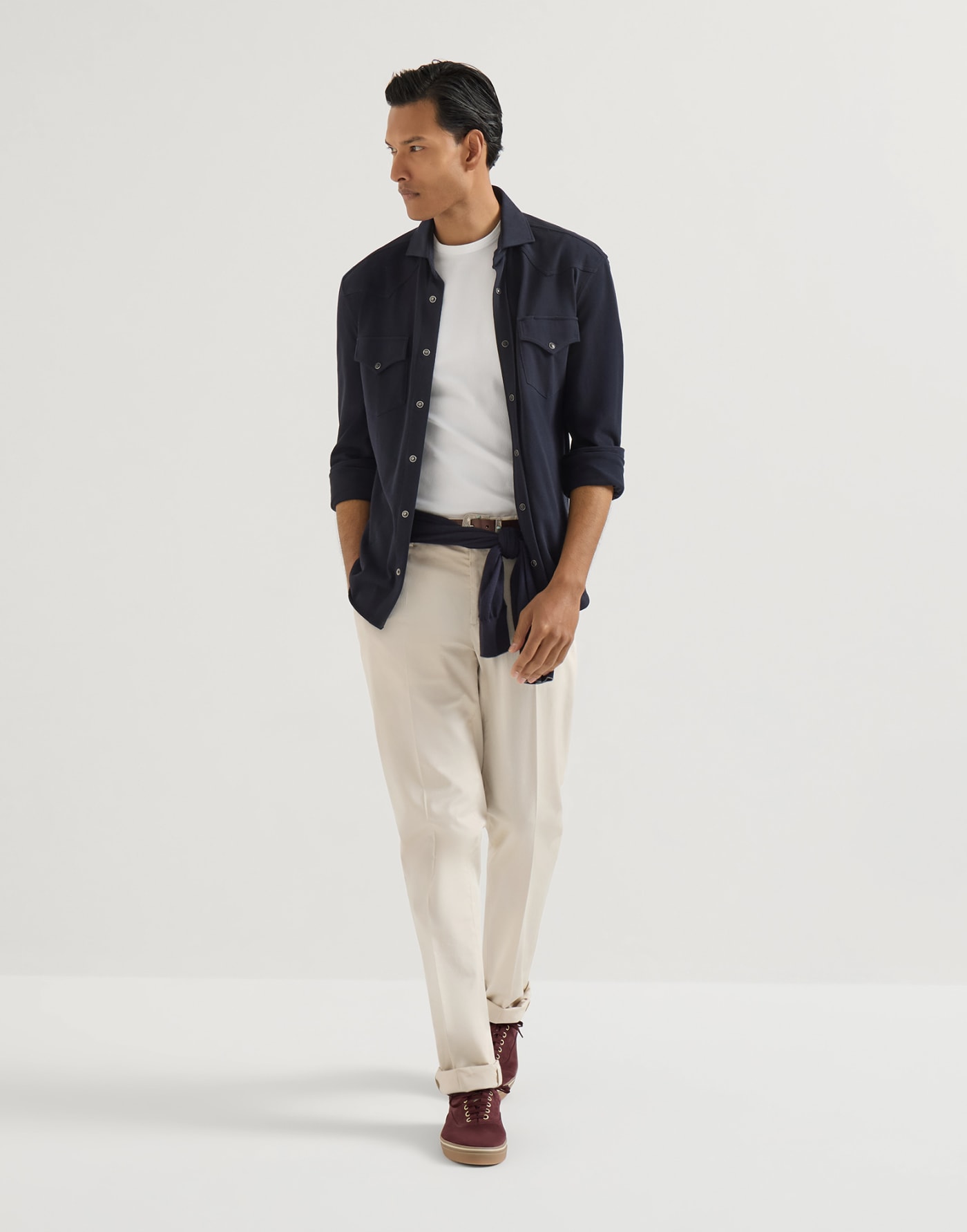Comfort gabardine trousers Off-White Man - Brunello Cucinelli