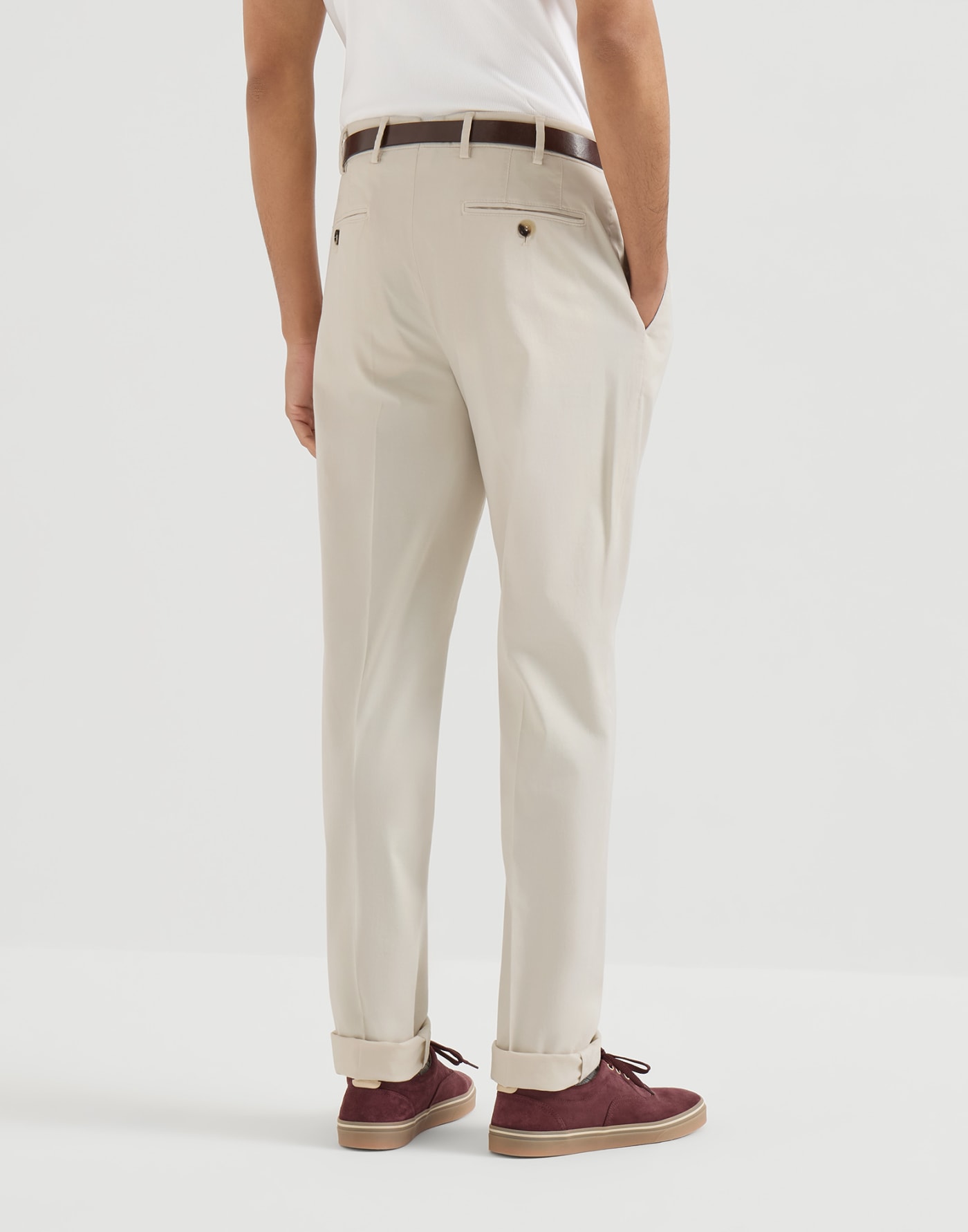 Comfort gabardine trousers Off-White Man - Brunello Cucinelli