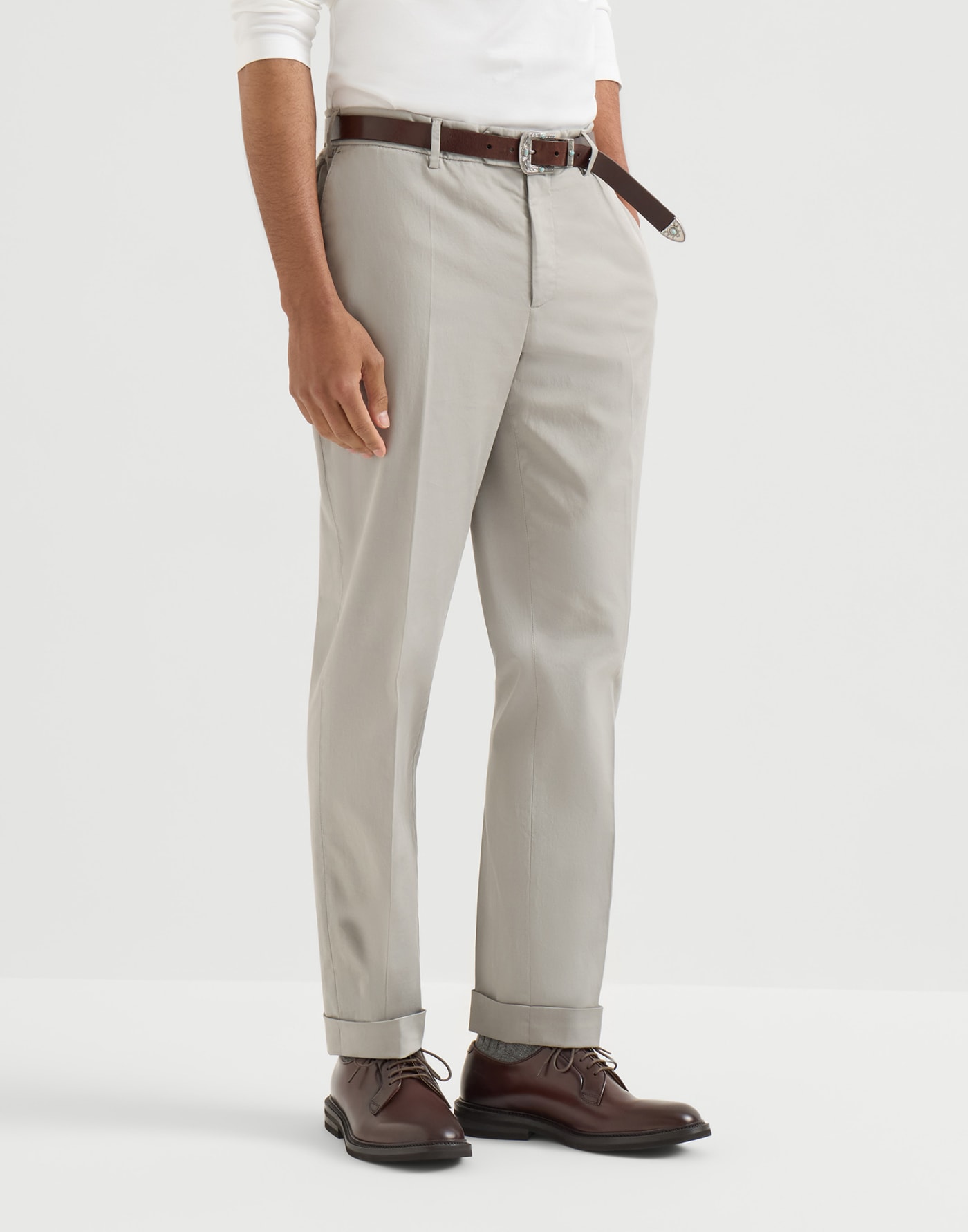 Comfort gabardine trousers Light Grey Man - Brunello Cucinelli