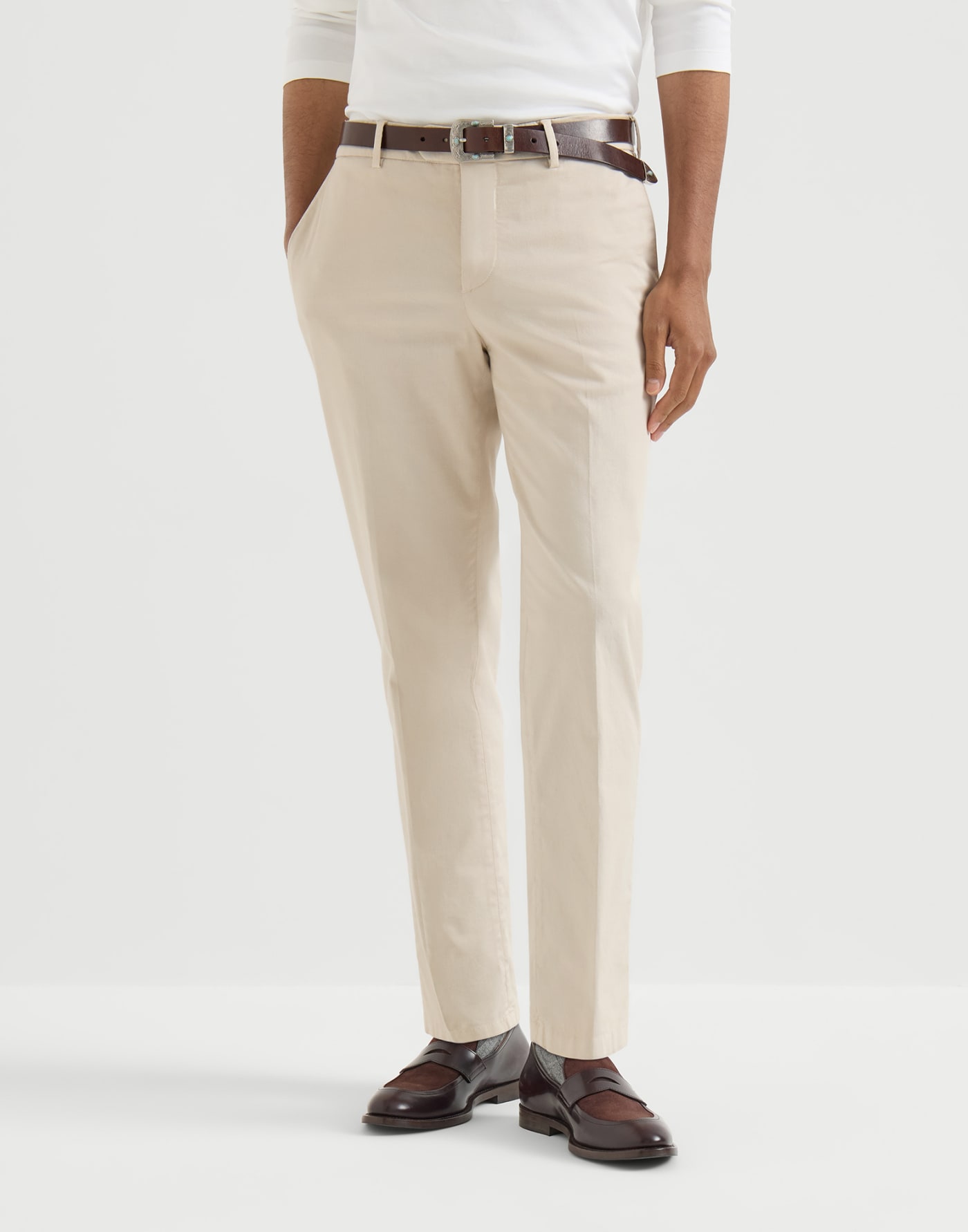 Comfort gabardine trousers Light Brown Man - Brunello Cucinelli