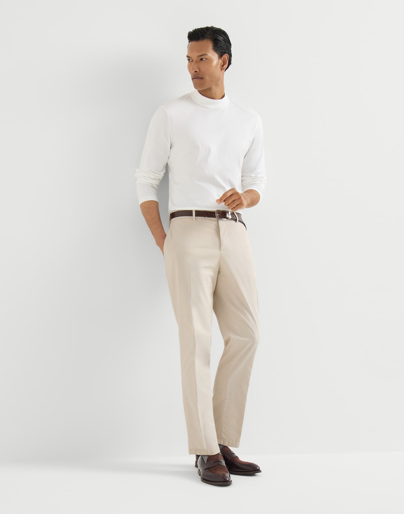 Comfort gabardine trousers Light Brown Man - Brunello Cucinelli