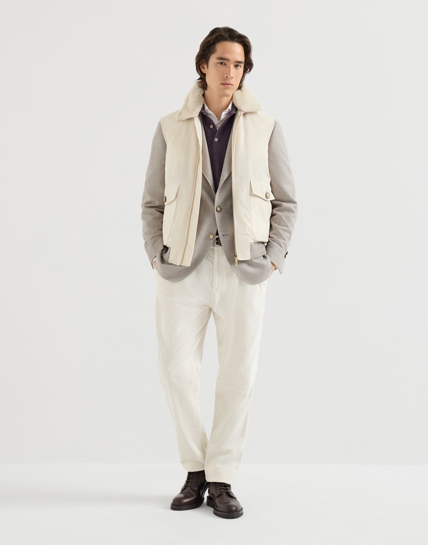 Cashmere knit polo shirt Blueberry Man - Brunello Cucinelli